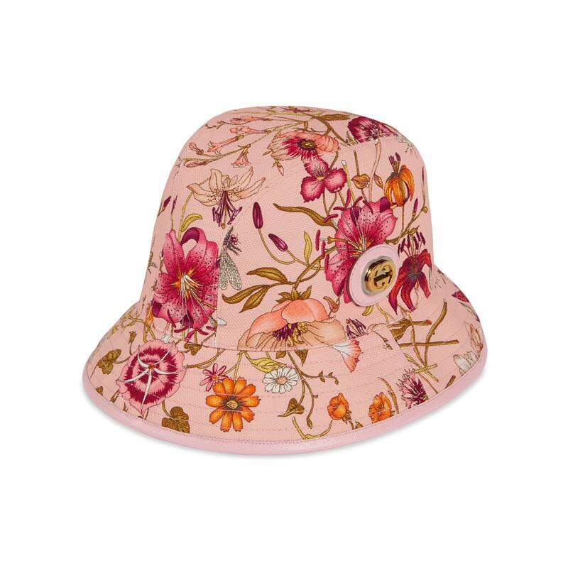 Gucci Fedora Hat With Flora Print in Pink - Lyst