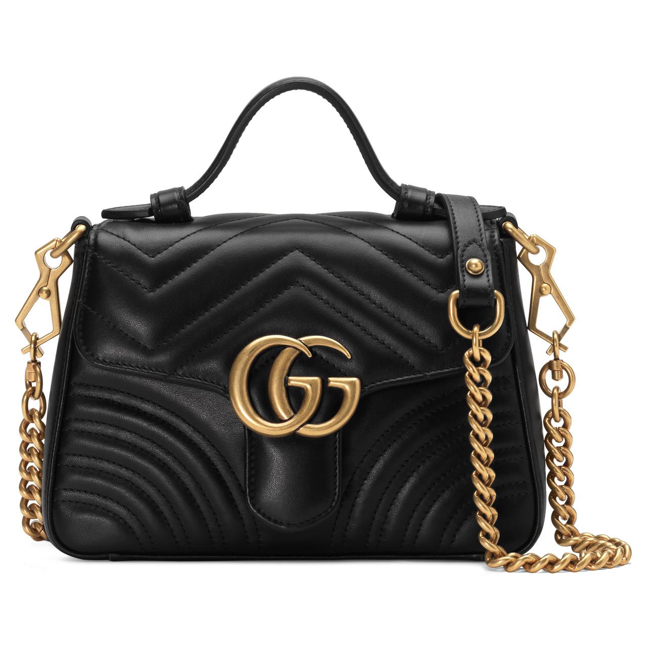 Lyst Gucci  GG Marmont  Mini Top  Handle  Bag in Black
