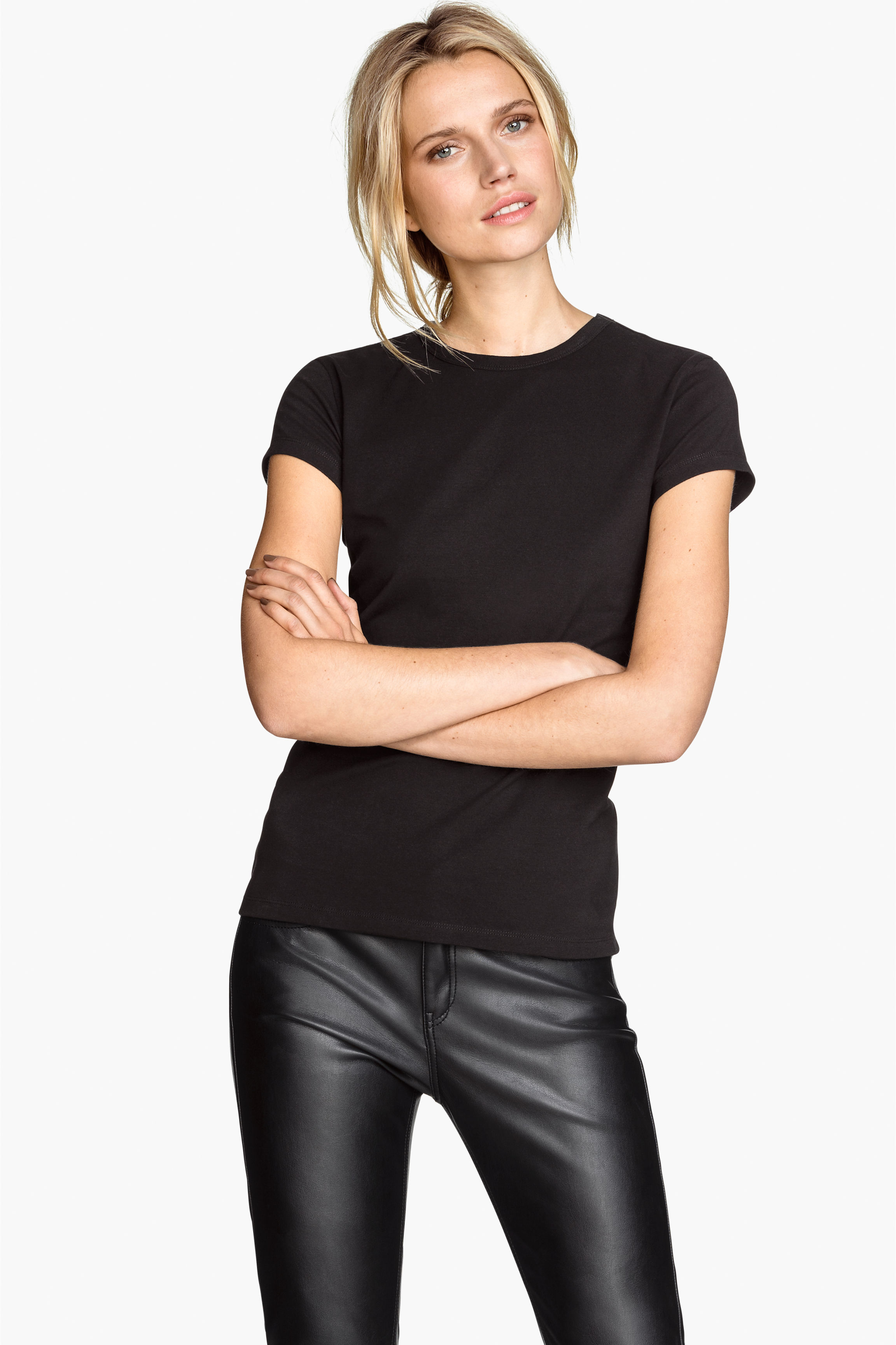 Hnm Top h m jersey top in black lyst Hnm Top h m jersey top in black lyst
