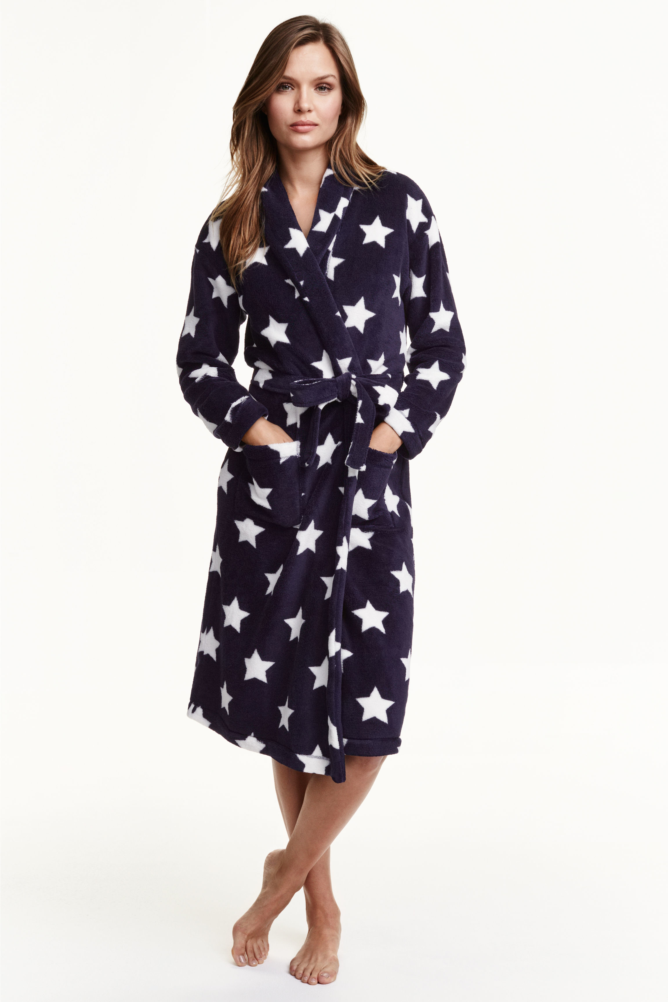 white fleece gown