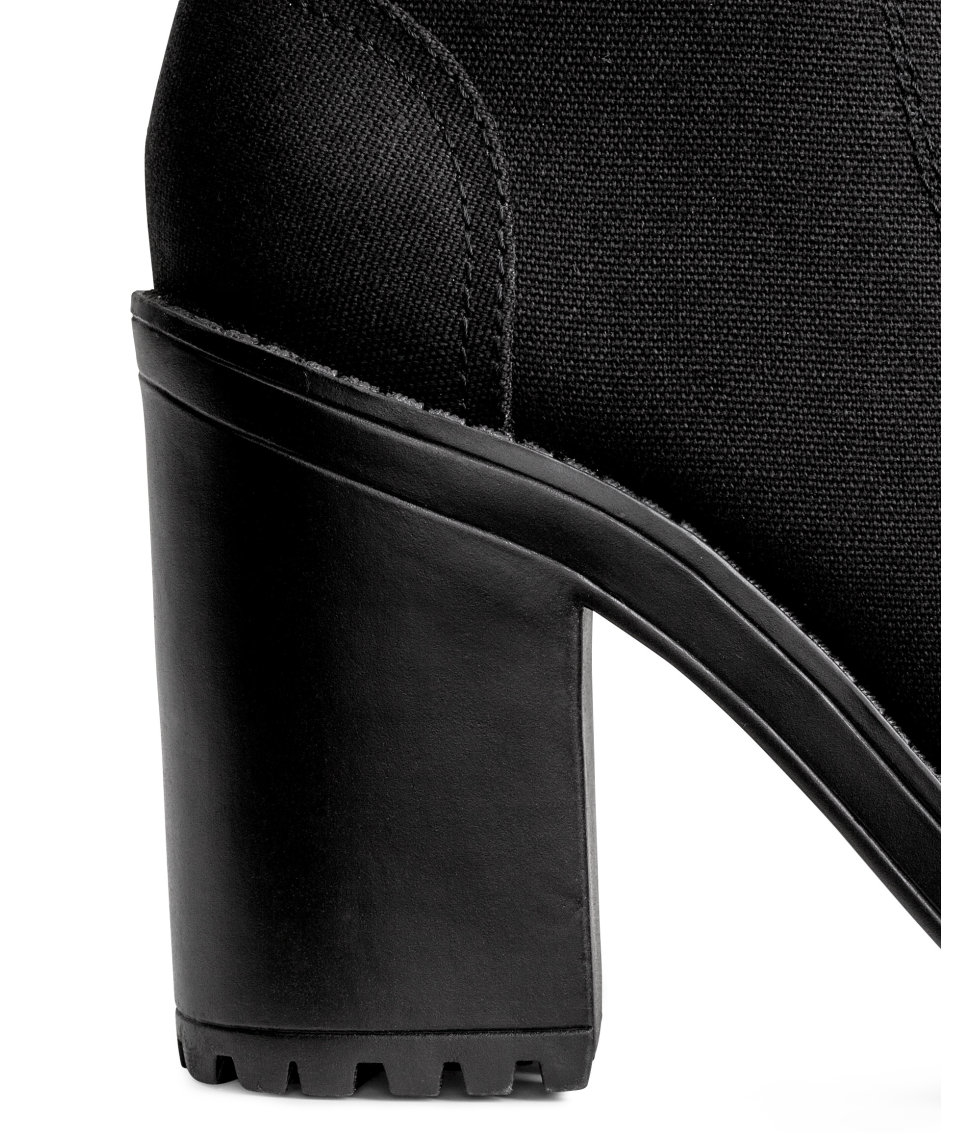 black canvas platform boots
