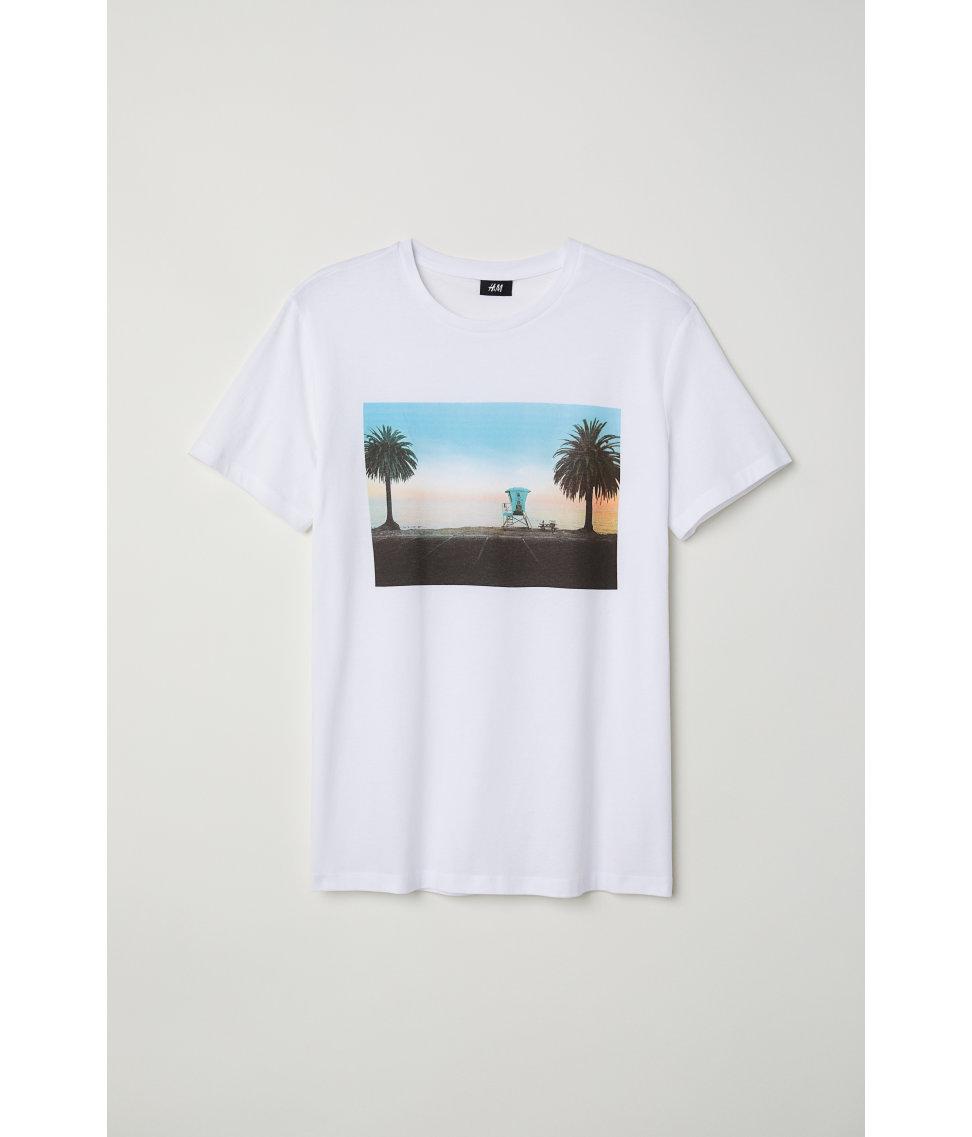 Lyst - H&M Printed T-shirt in Natural
