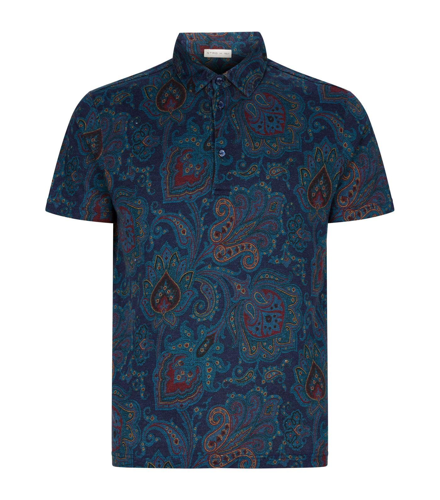 Etro Paisley Polo Shirt in Blue for Men - Lyst