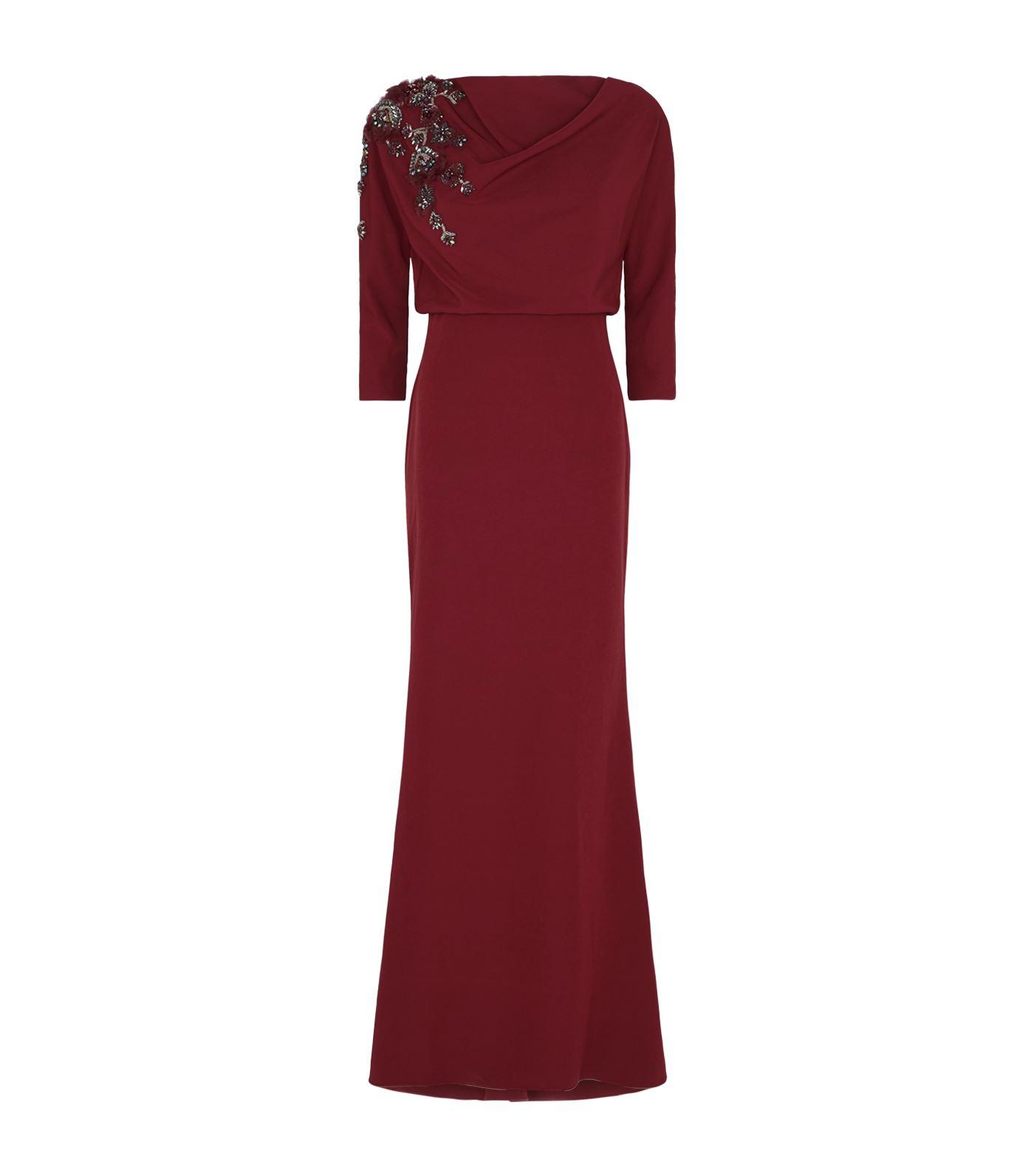 red embellished gown