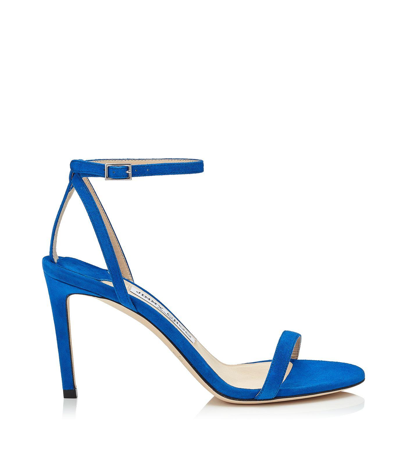 Jimmy Choo Minny Strappy Suede Sandals in Electric Blue (Blue) - Save 6 ...