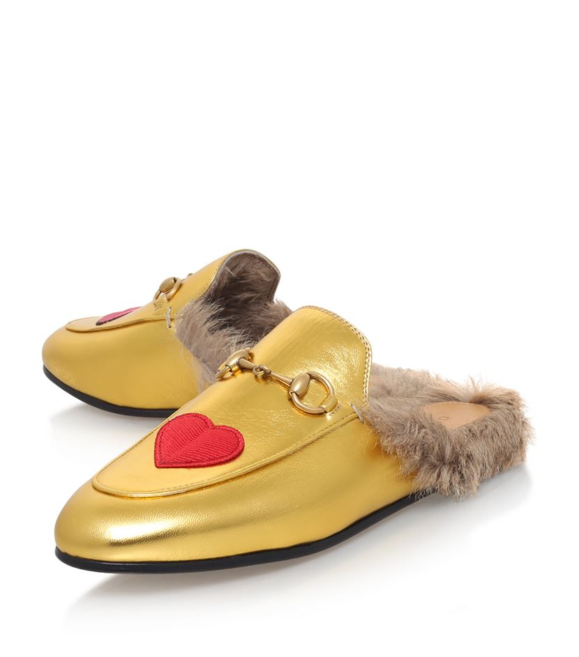 Gucci Princeton Fur Slide Loafers in Metallic | Lyst
