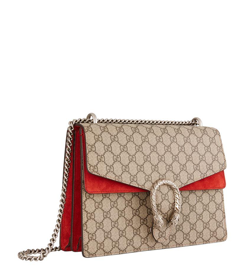 Gucci Dionysus Gg Supreme Shoulder Bag in Red | Lyst