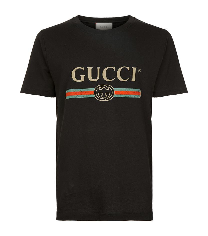 Gucci Fake Logo T-shirt in Black for Men - Lyst