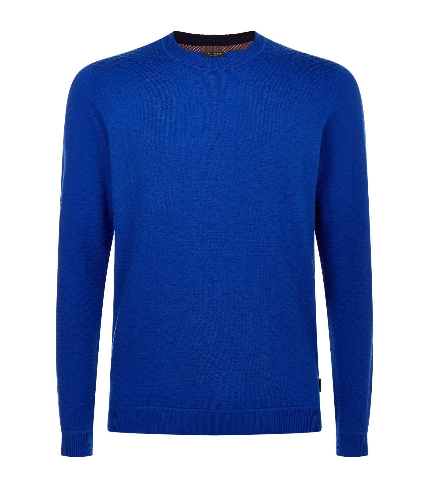 Lyst - Ted Baker Rettop Crew Neck Sweater in Blue for Men