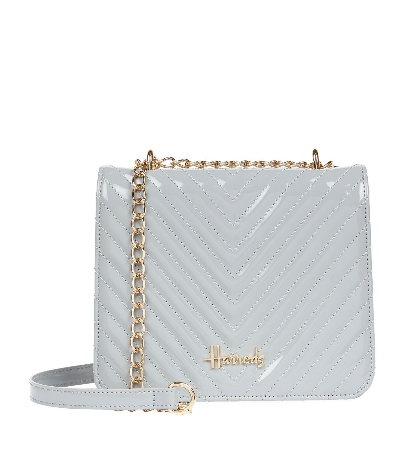 Lyst Harrods Patent Chevron Cross Body Bag In Gray Gallery