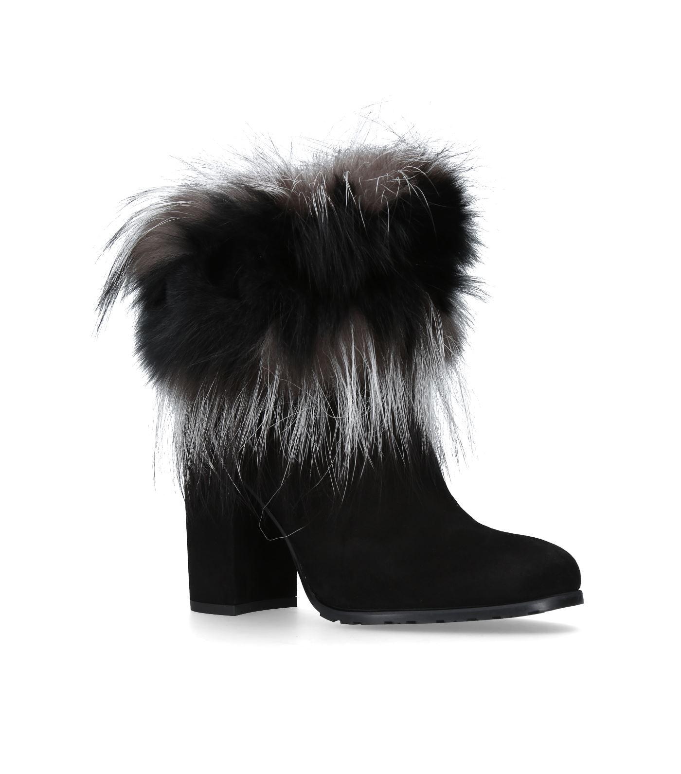 Lyst Stuart Weitzman Overcoat Fox Fur Ankle Boots 100 in Black