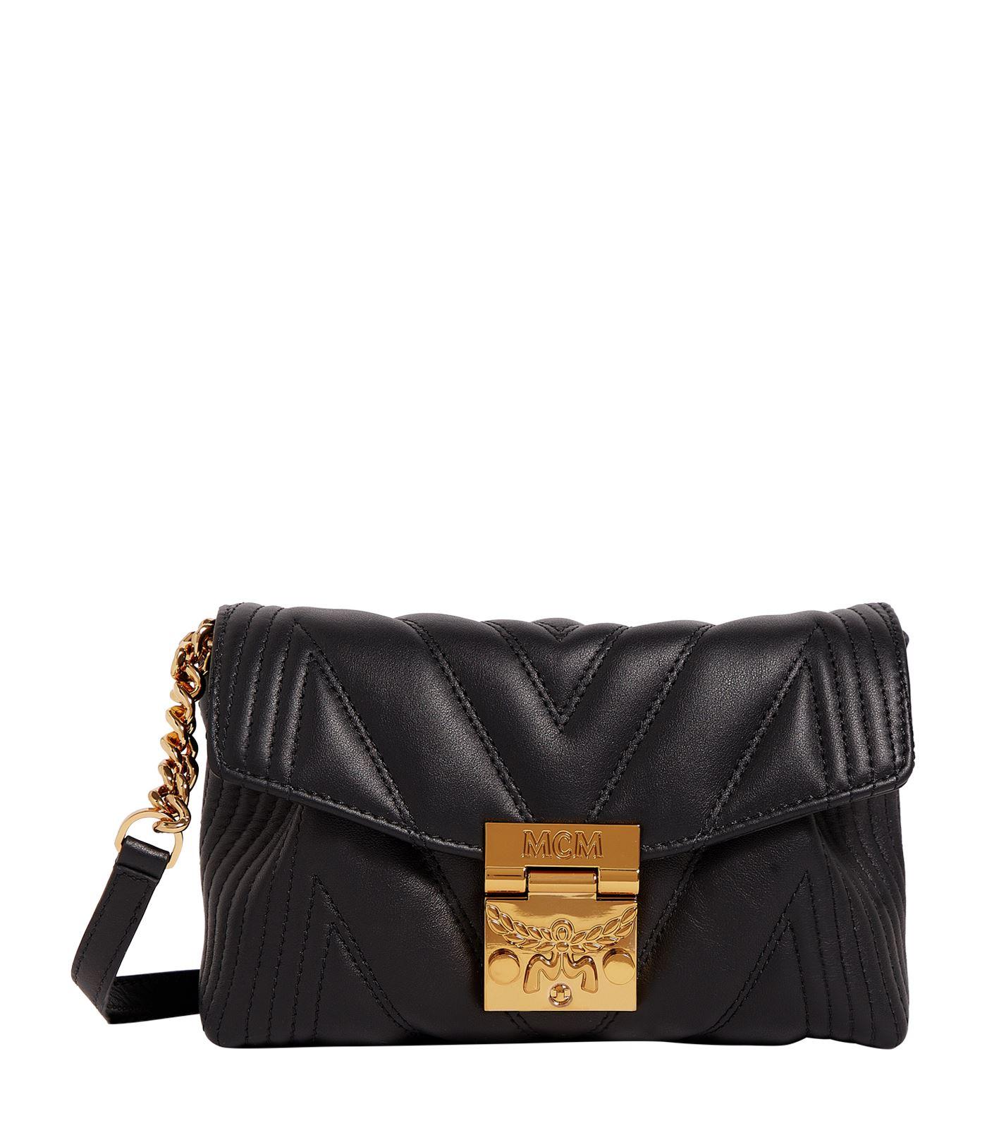 Lyst - MCM Leather Quilted Belt Bag in Black