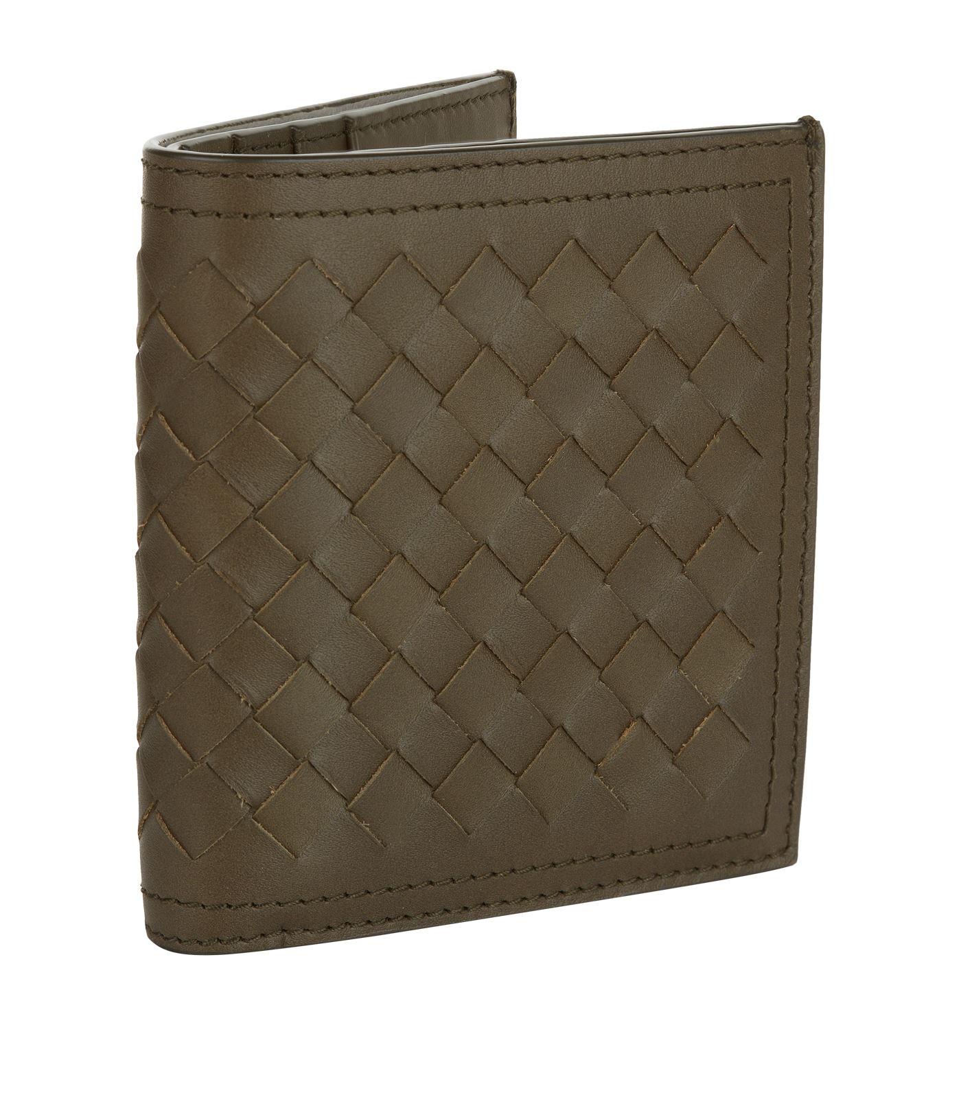 Lyst - Bottega Veneta Intrecciato Weave Leather Bifold Wallet in Brown ...