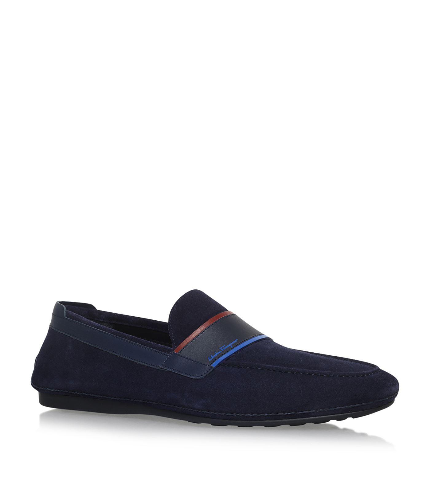 Ferragamo Florida Suede Driving Shoes In Blue For Men Lyst 9799