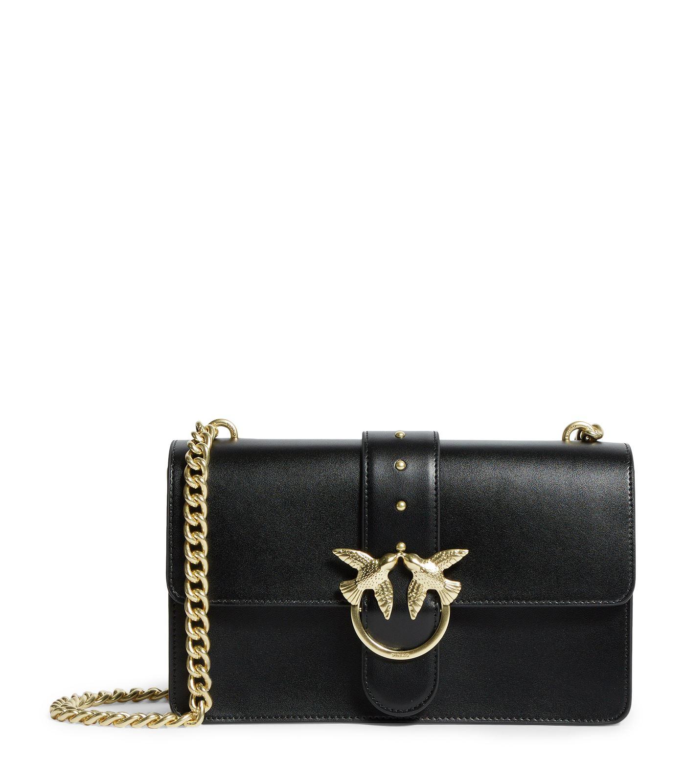 Pinko Leather Love Simply Shoulder Bag in Black - Lyst
