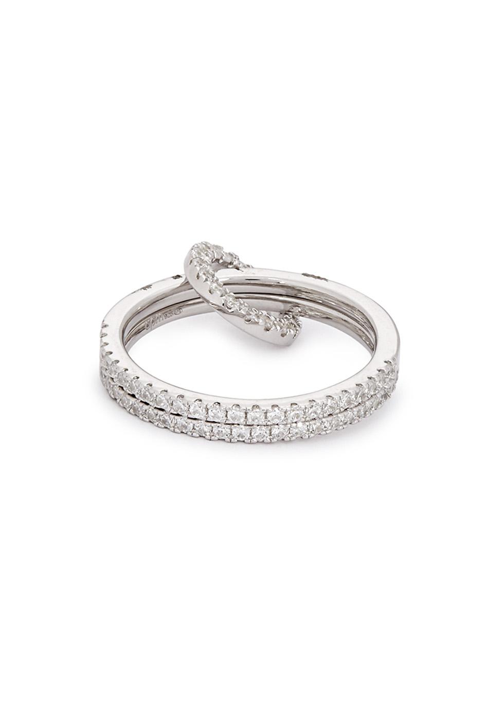 Lyst - Apm Monaco Crystal-embellished Double Sterling Silver Ring in ...