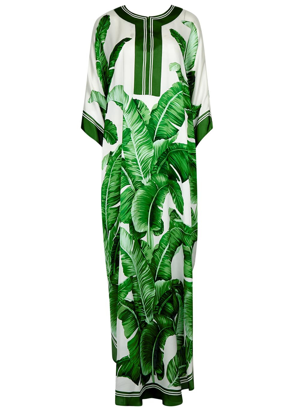 Dolce & gabbana Palm Treeprint Silk Maxi Dress in Green Lyst