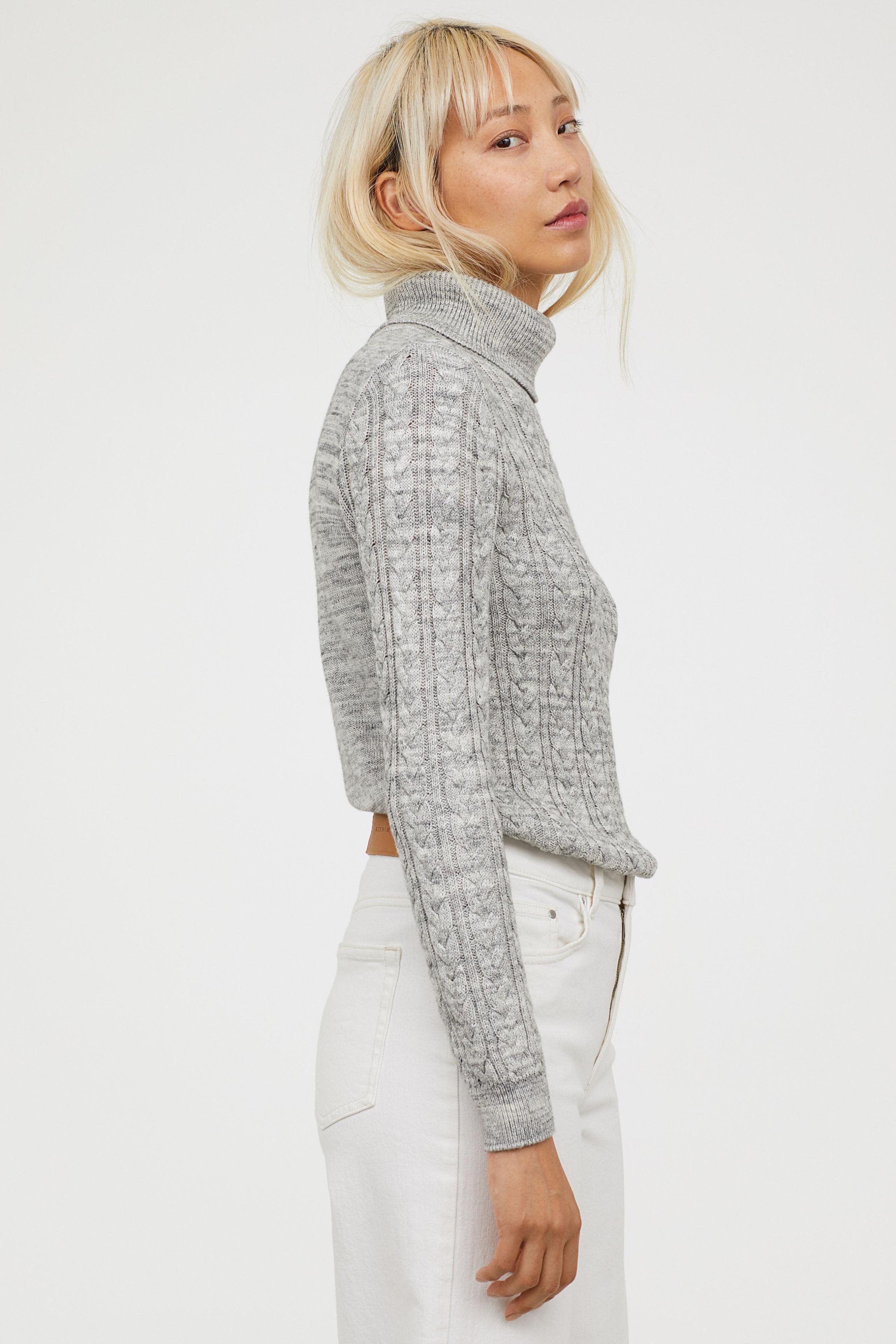 Lyst H&M Cableknit Turtleneck Sweater in Gray