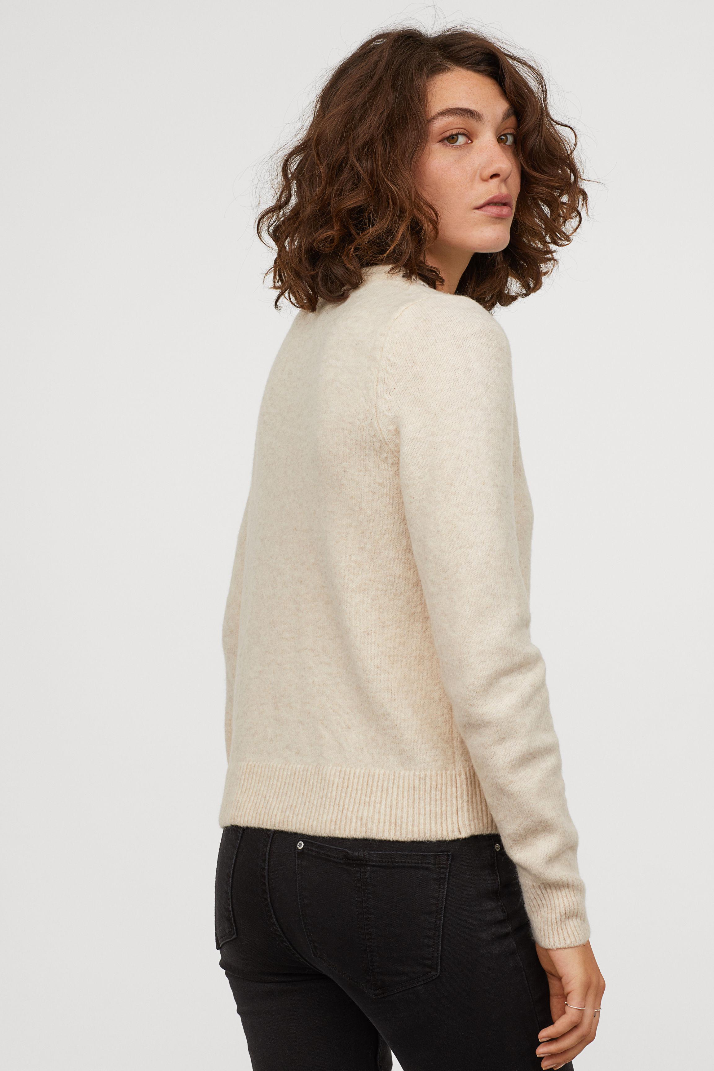 H&M Sweater With Rhinestones in Natural - Lyst
