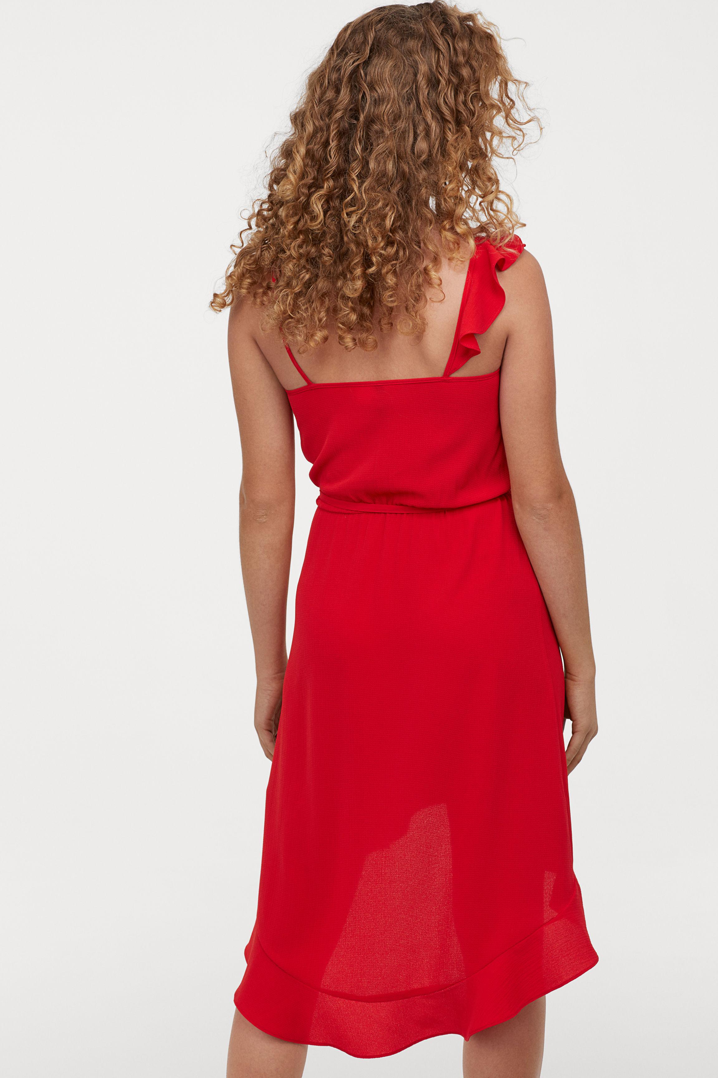 Lyst H&M Flounced Wrap Dress in Red