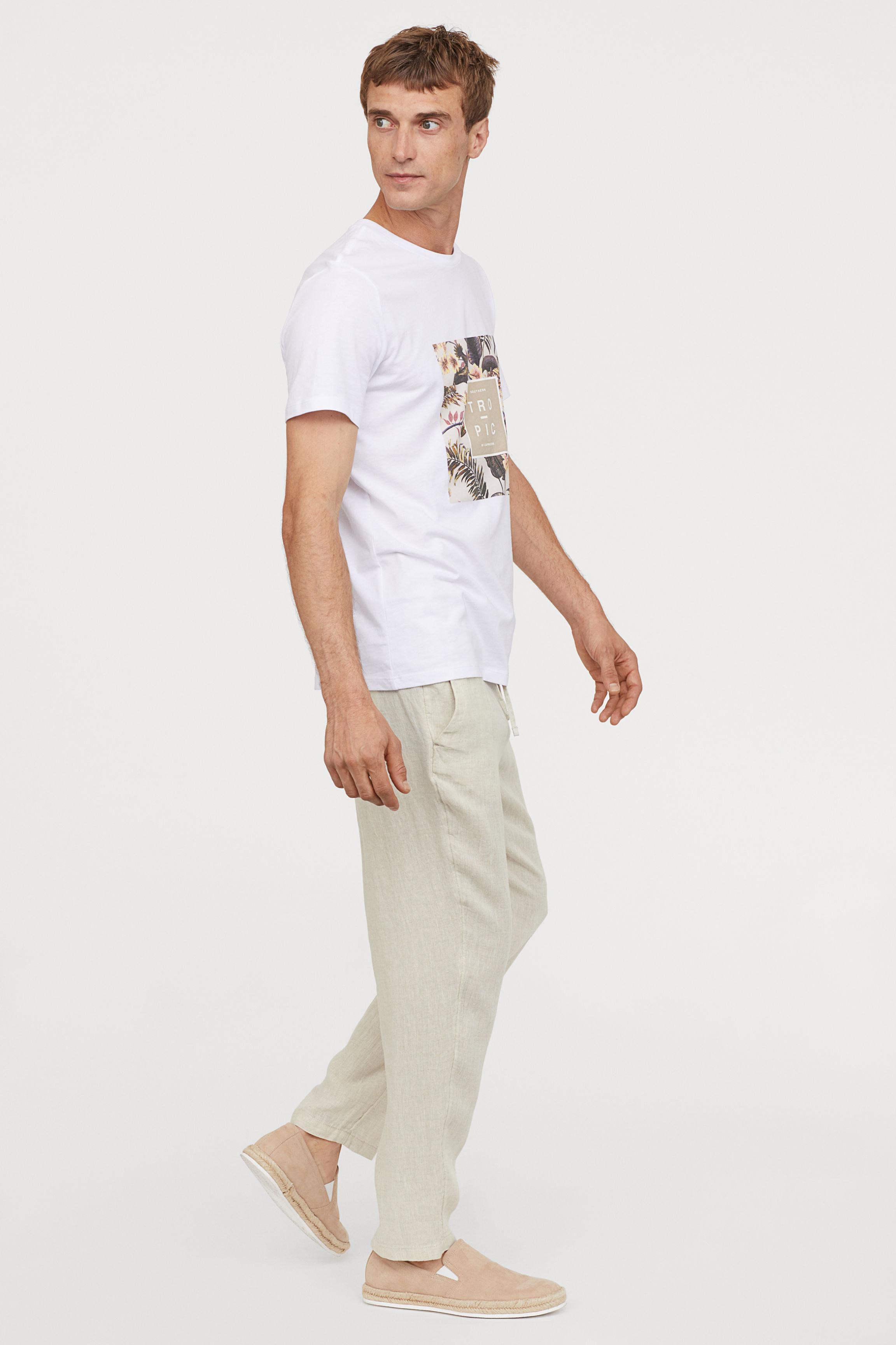 H&M Relaxed Fit Linen-blend Pants in Natural for Men - Lyst