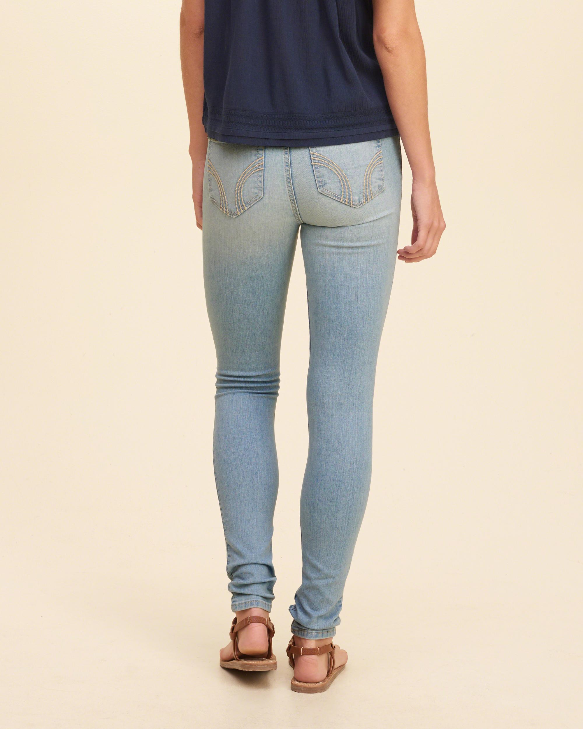 Lyst Hollister High Rise Super Skinny Jeans In Blue