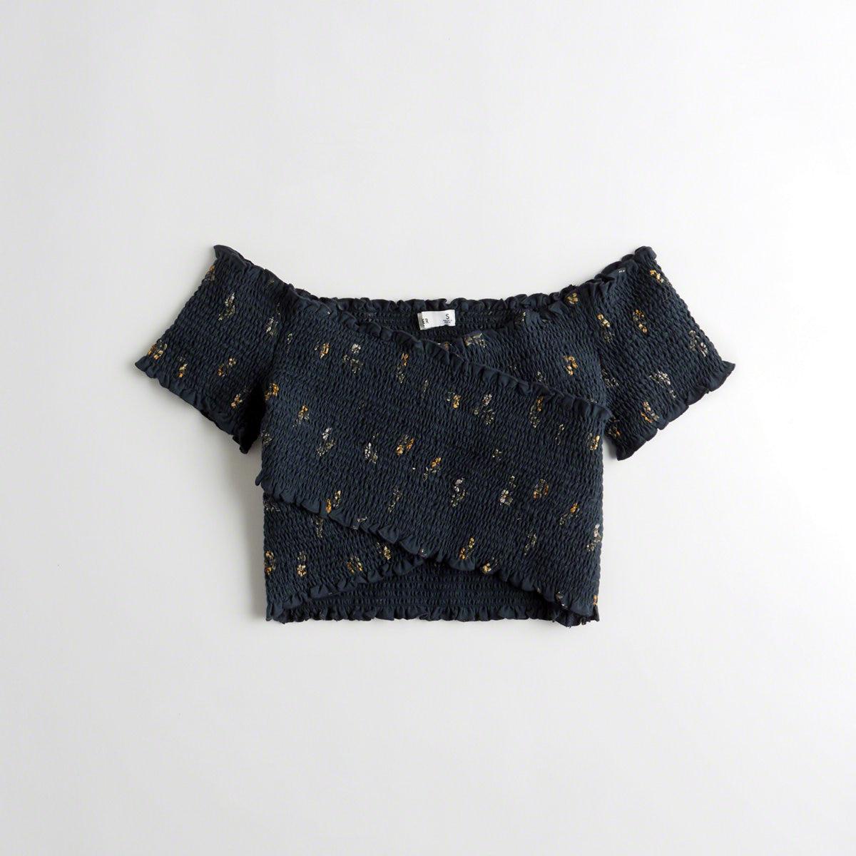 Lyst Hollister Girls Smocked Wrap Offtheshoulder Crop Top From