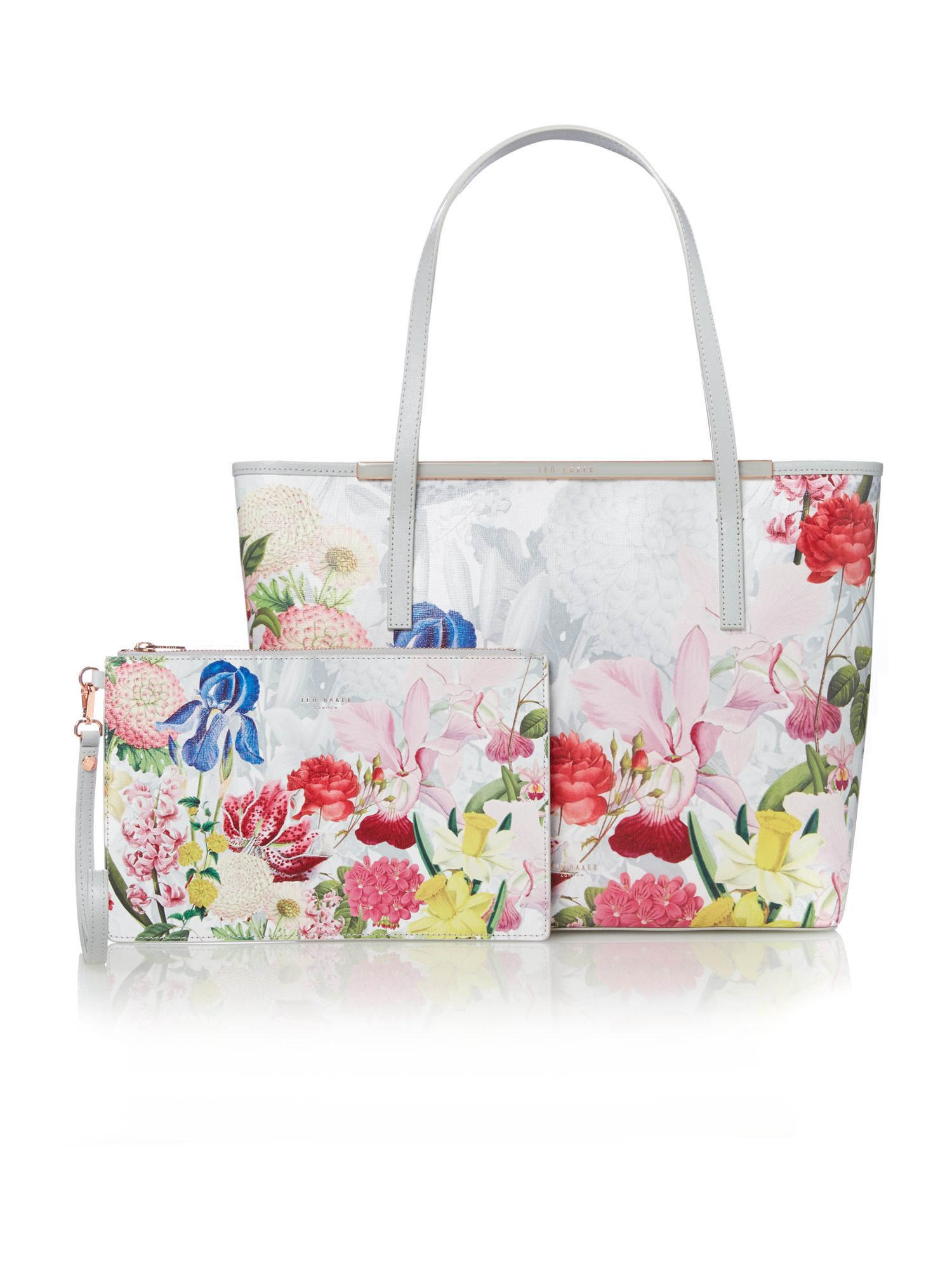 Ted baker Tristin White Floral Large Tote Bag in White | Lyst