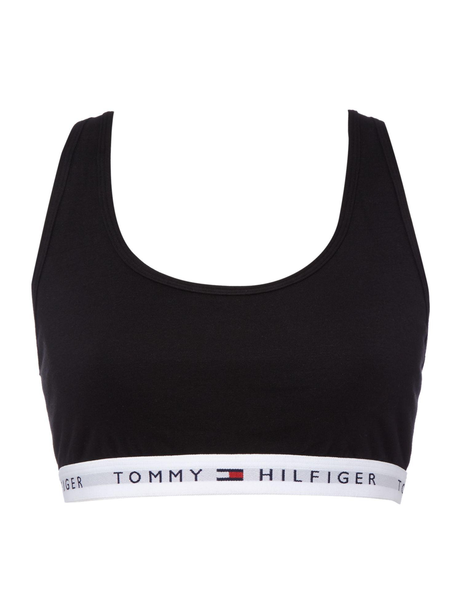 Lyst - Tommy hilfiger Logo Crop Top in Black