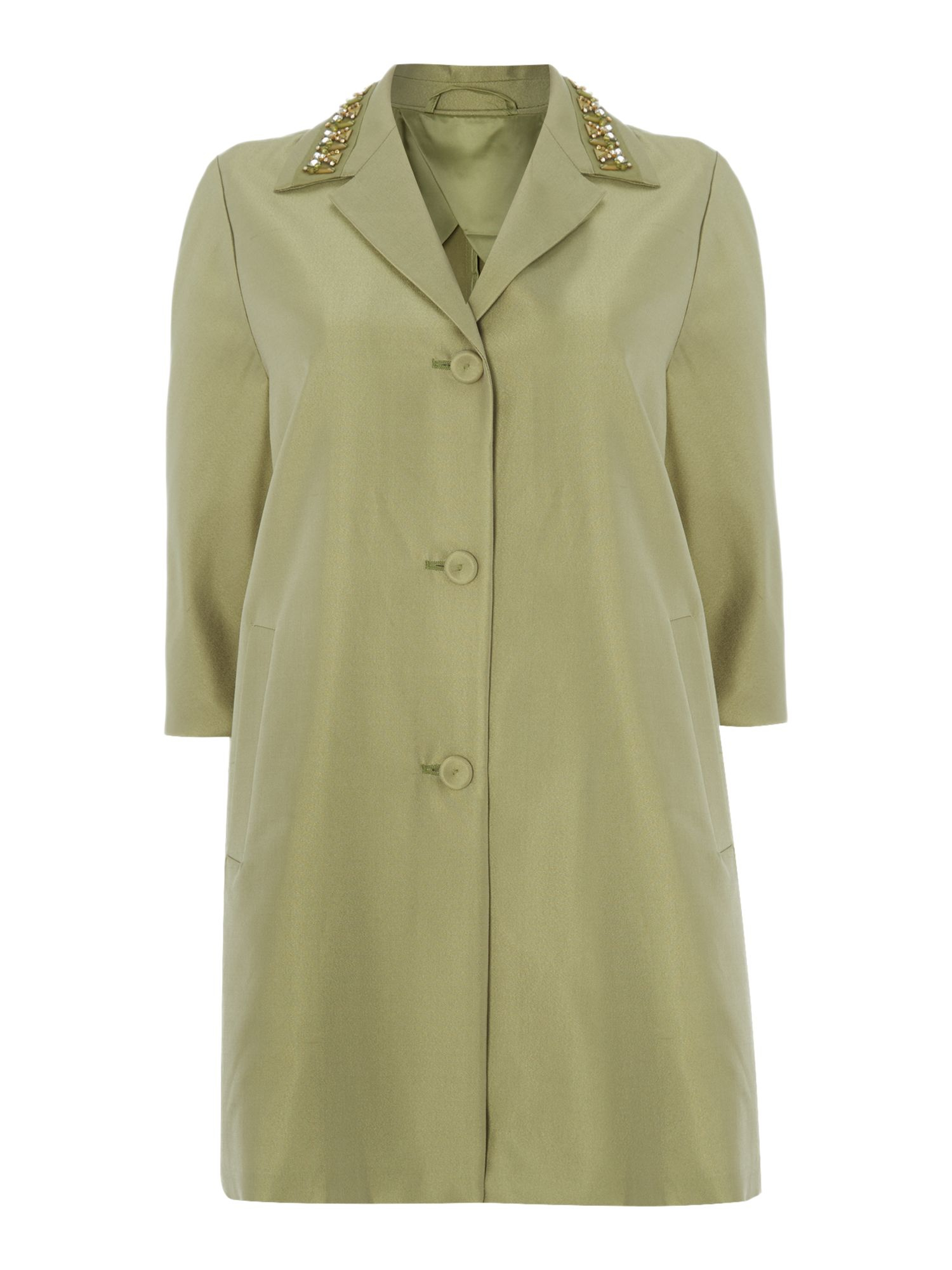 Max mara Fify Silk Mix Coat With Embellished Collar in 