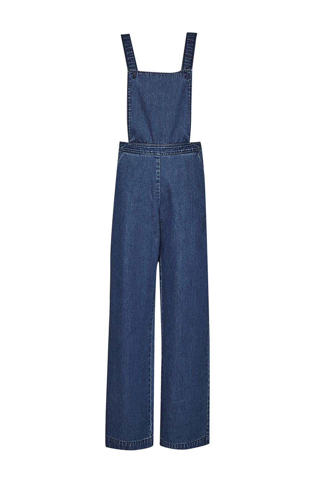 French connection Riviera Denim Wide Leg Dungarees in Blue | Lyst