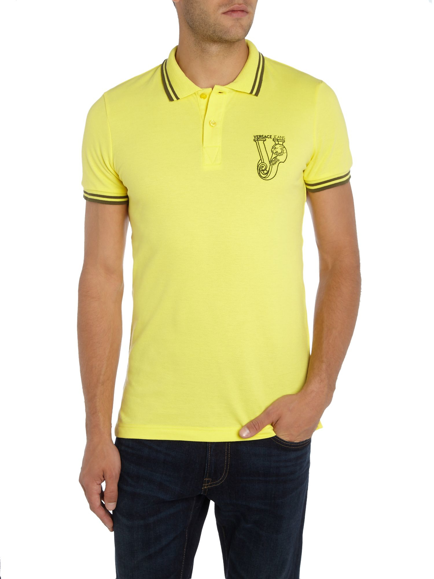 Versace Jeans Denim Chest Embroidered Logo Polo Shirt in Lemon (Yellow ...