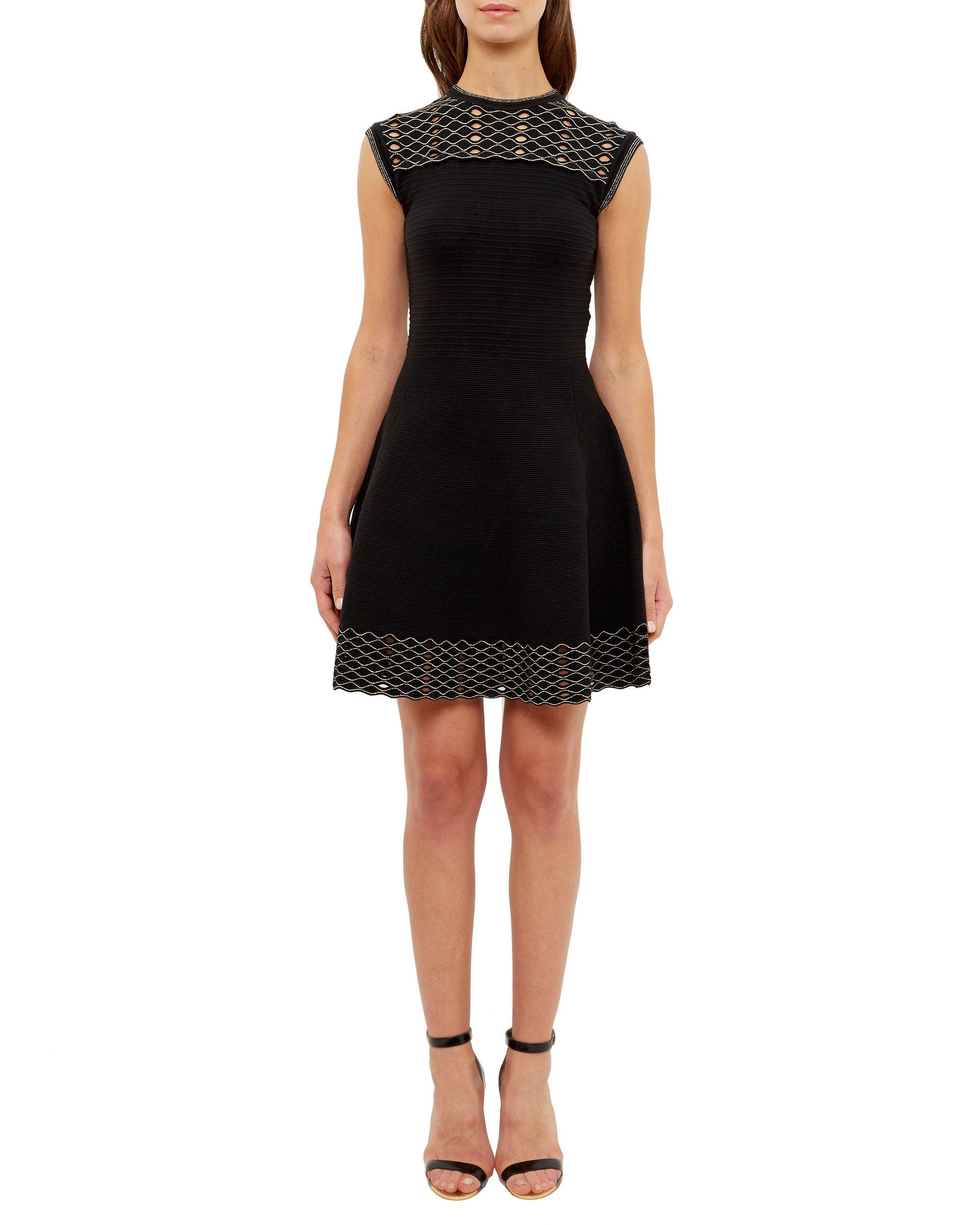 Knitted sparkle skater dress - Black | Outlet | Ted Baker UK
