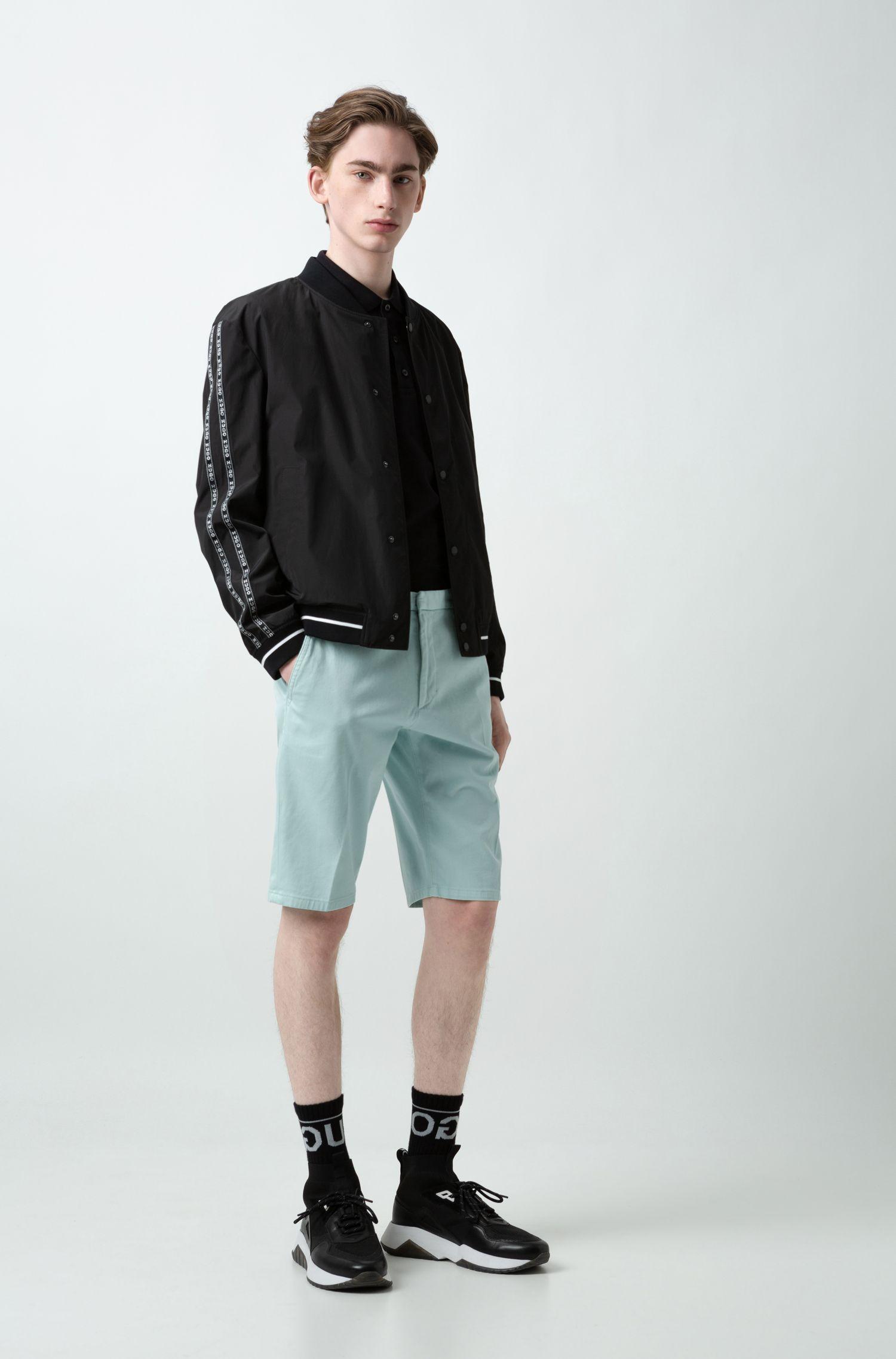 HUGO Slimleg Shorts In Overdyed Stretch Cotton in Green for Men Lyst