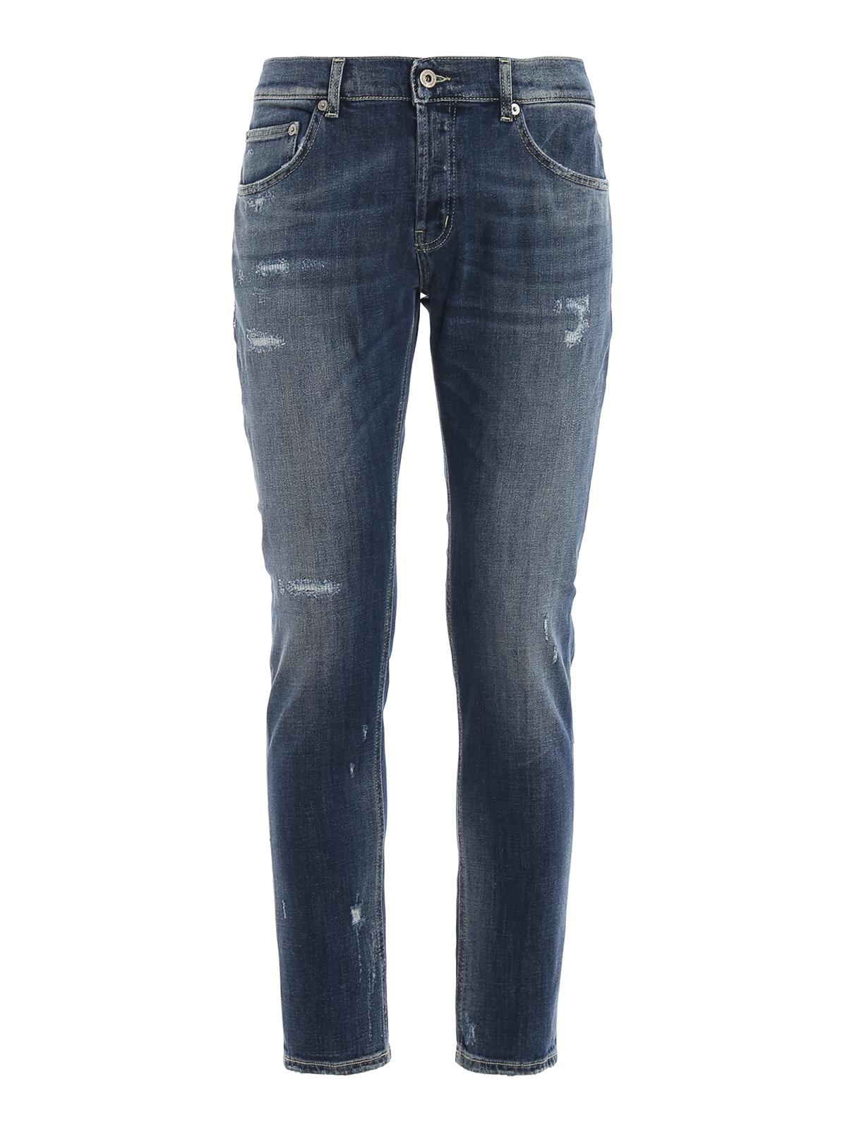 slim fit distressed jeans