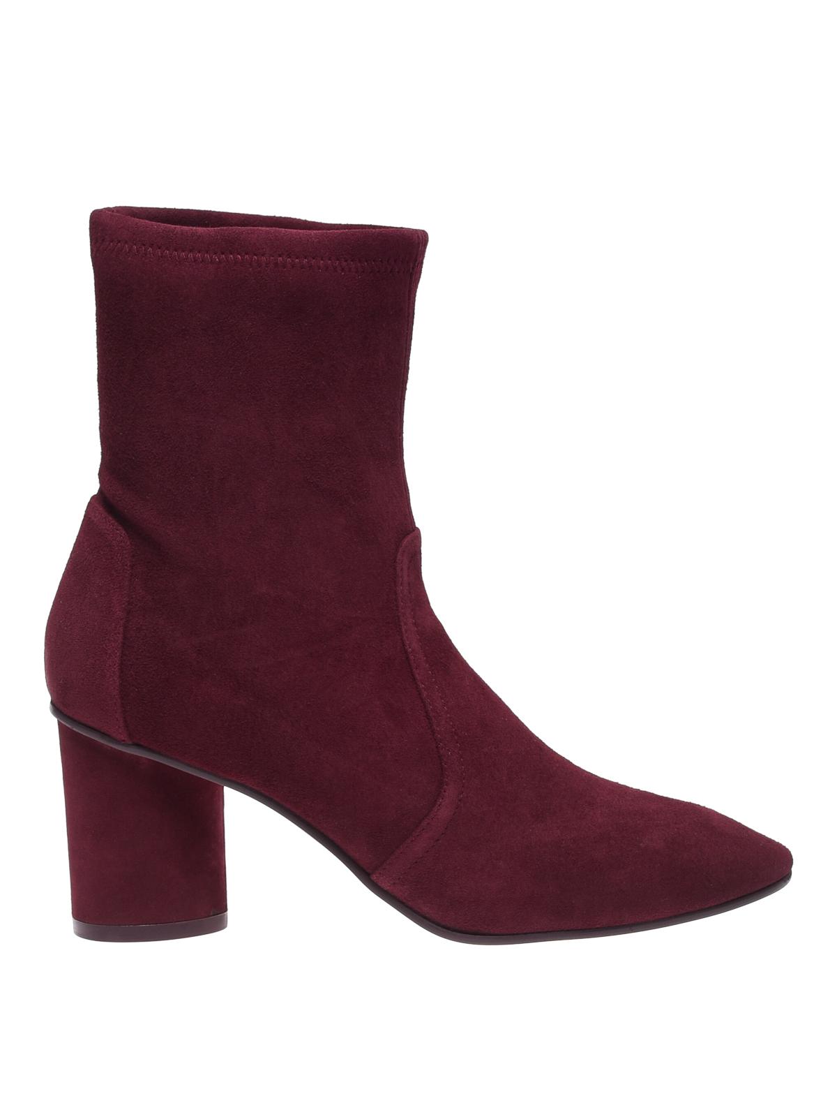 Stuart Weitzman Margot Burgundy Suede Booties in Purple - Lyst