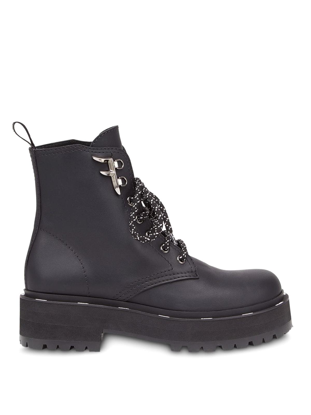 Fendi Ffreedom Leather Combat Boots in Black Lyst