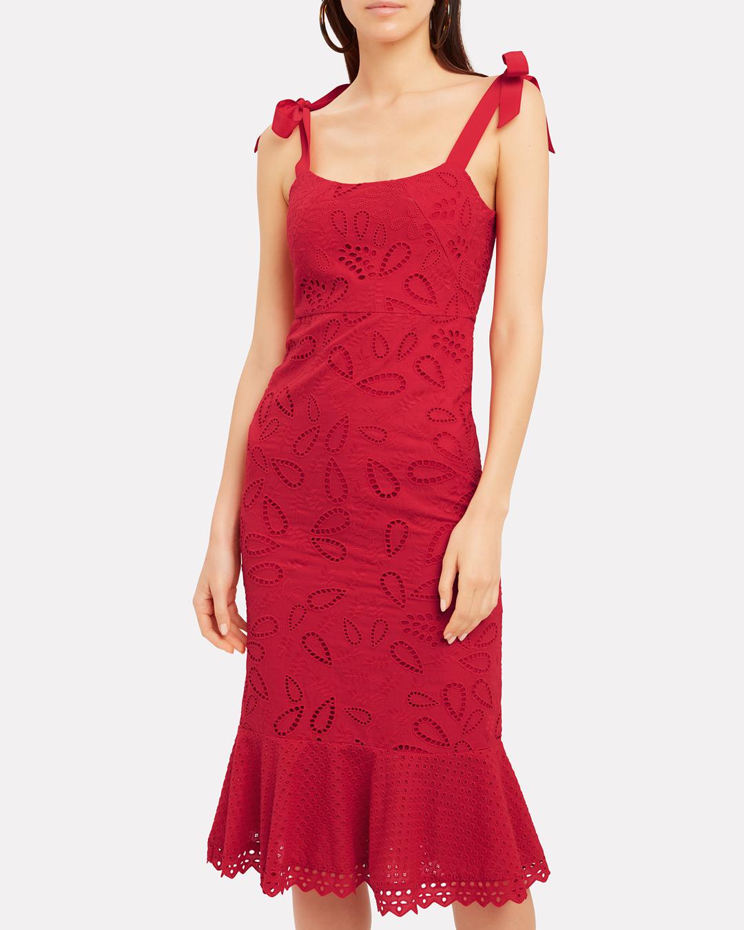 Lyst - Saloni Rose Midi Dress in Red