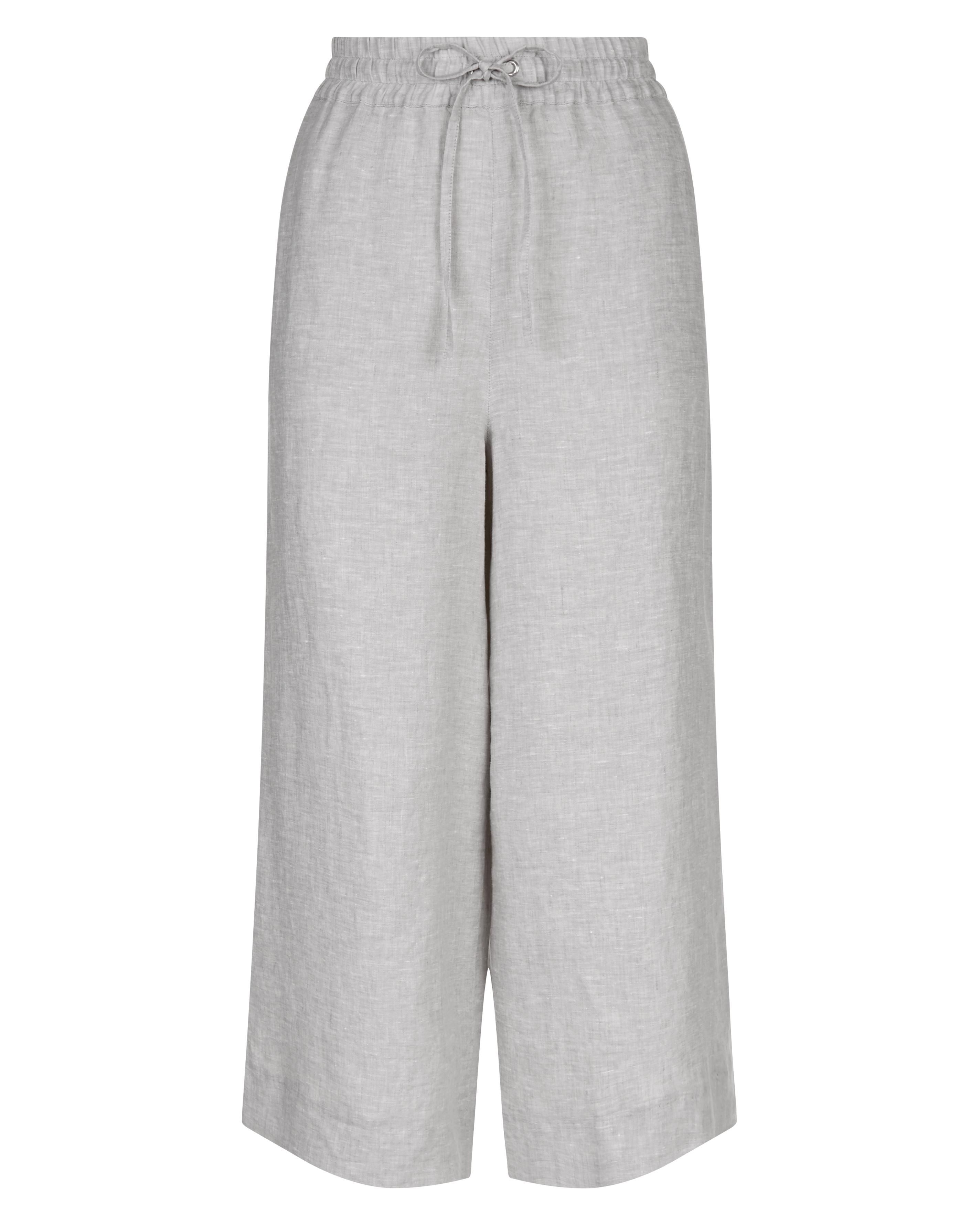 Lyst - Jaeger Linen Wide Cropped Trousers in Gray