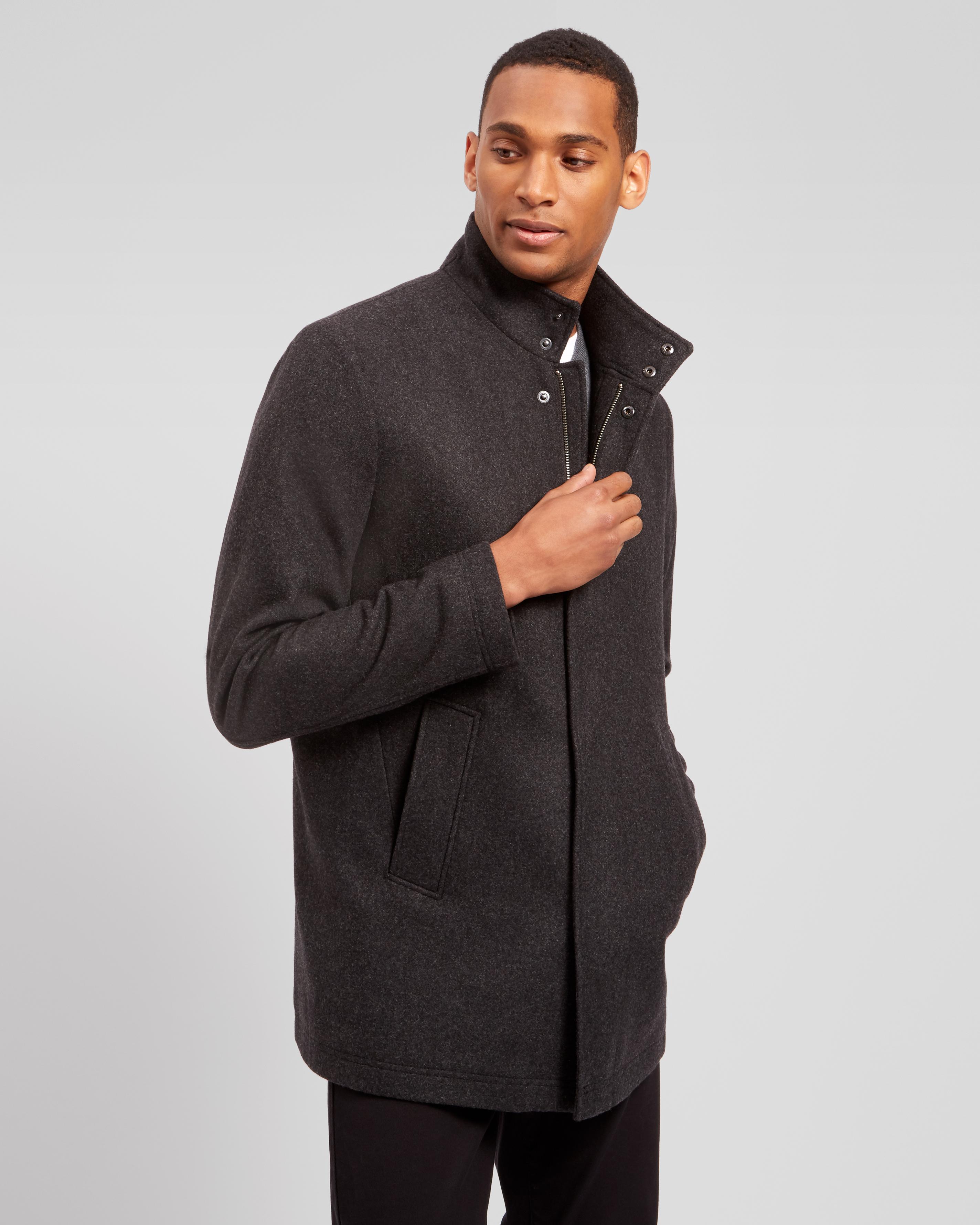 Lyst - Jaeger Funnel Neck Car Coat in Gray for Men