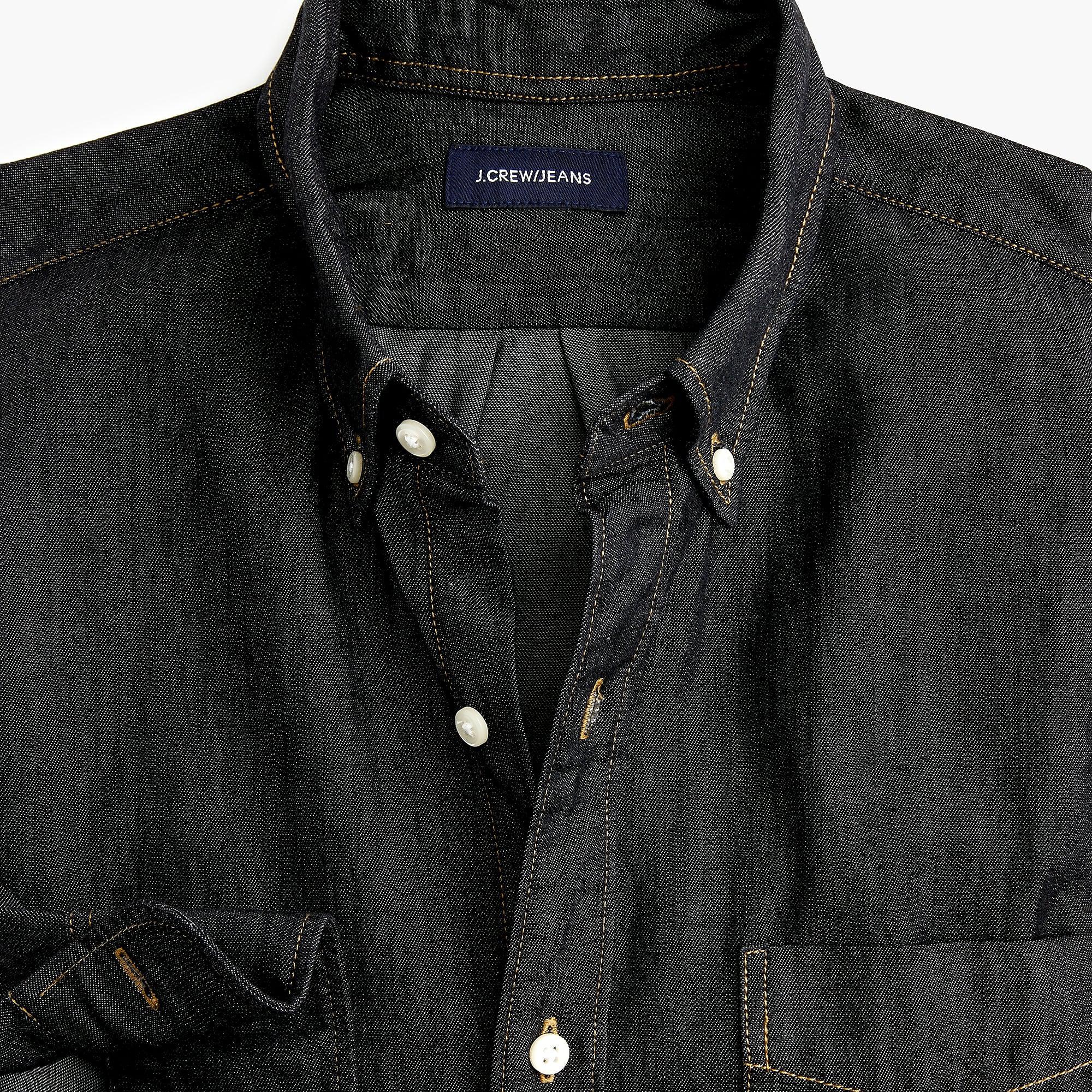 lyst-j-crew-untucked-lightweight-denim-shirt-in-black-in-black-for-men