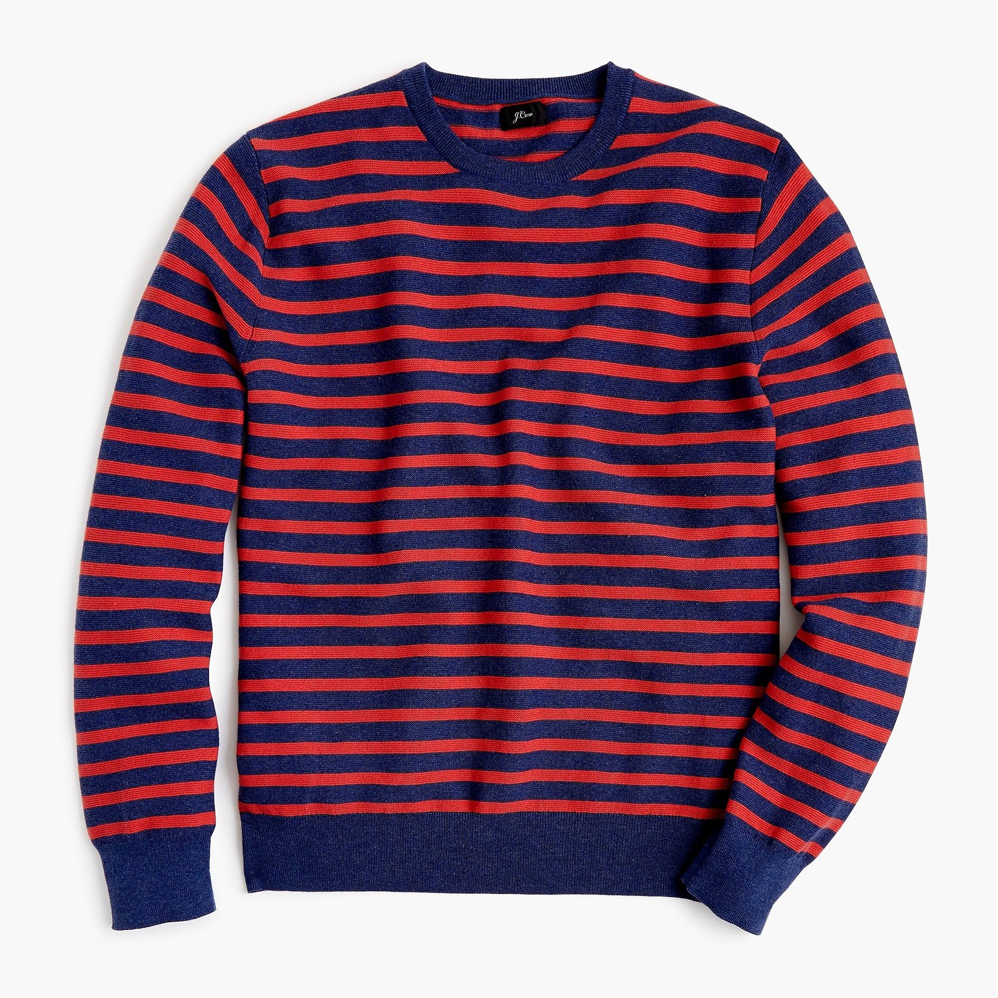 J.Crew Cotton Crewneck Sweater In Striped Garter Stitch in Purple for ...