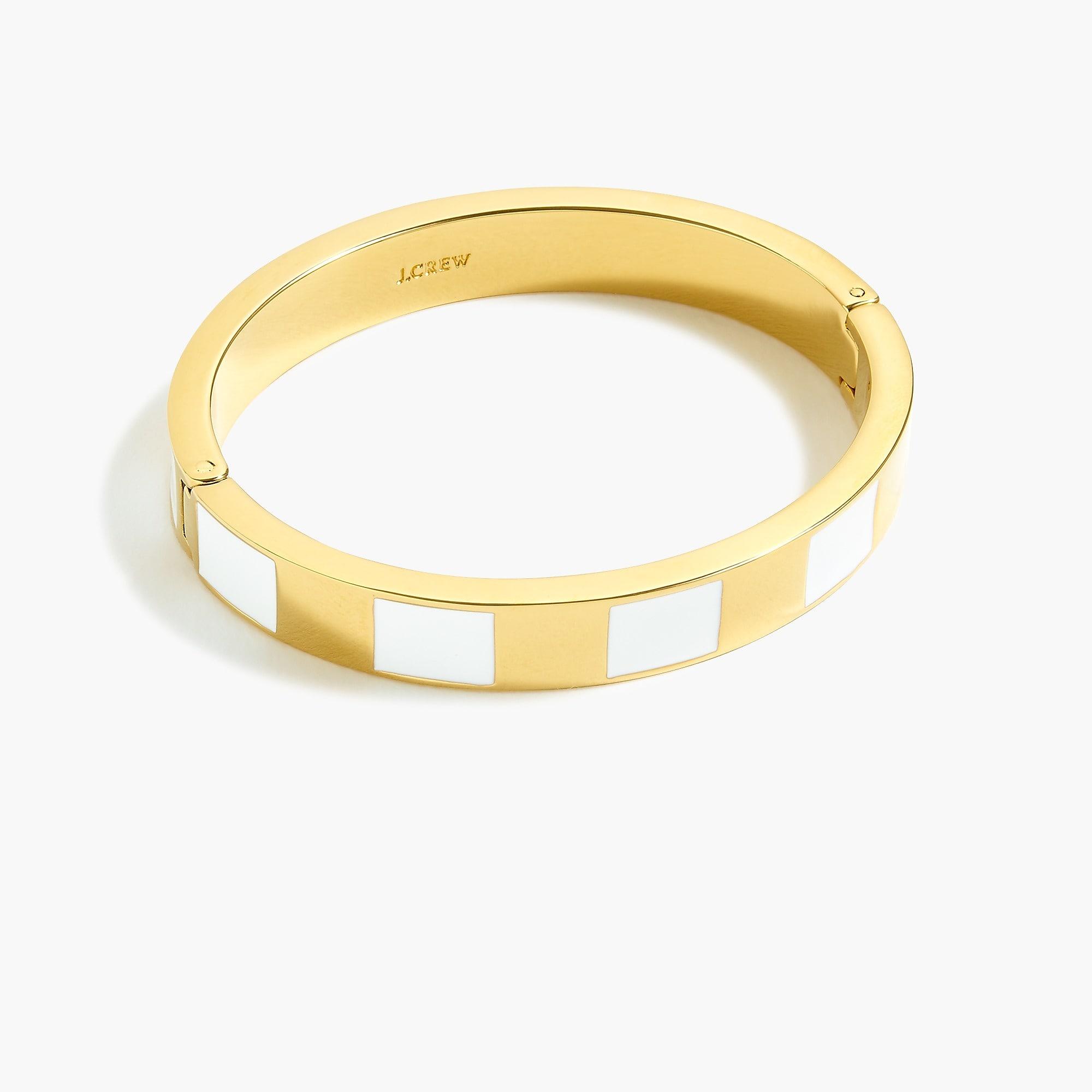 Lyst J.Crew Striped Enamel Hinge Bracelet in White
