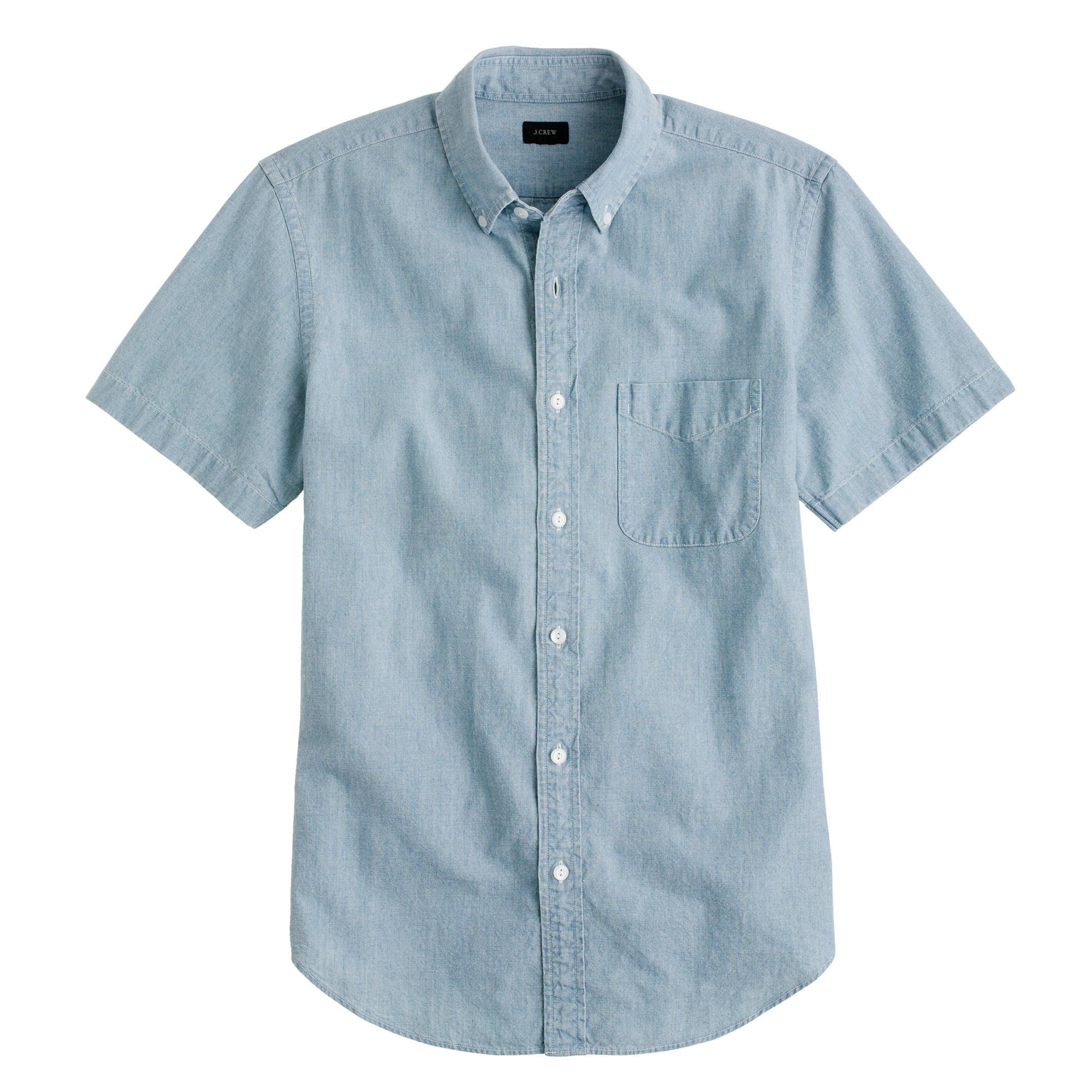 J.crew Short-sleeve Shirt In Japanese Indigo Chambray in Blue for Men ...