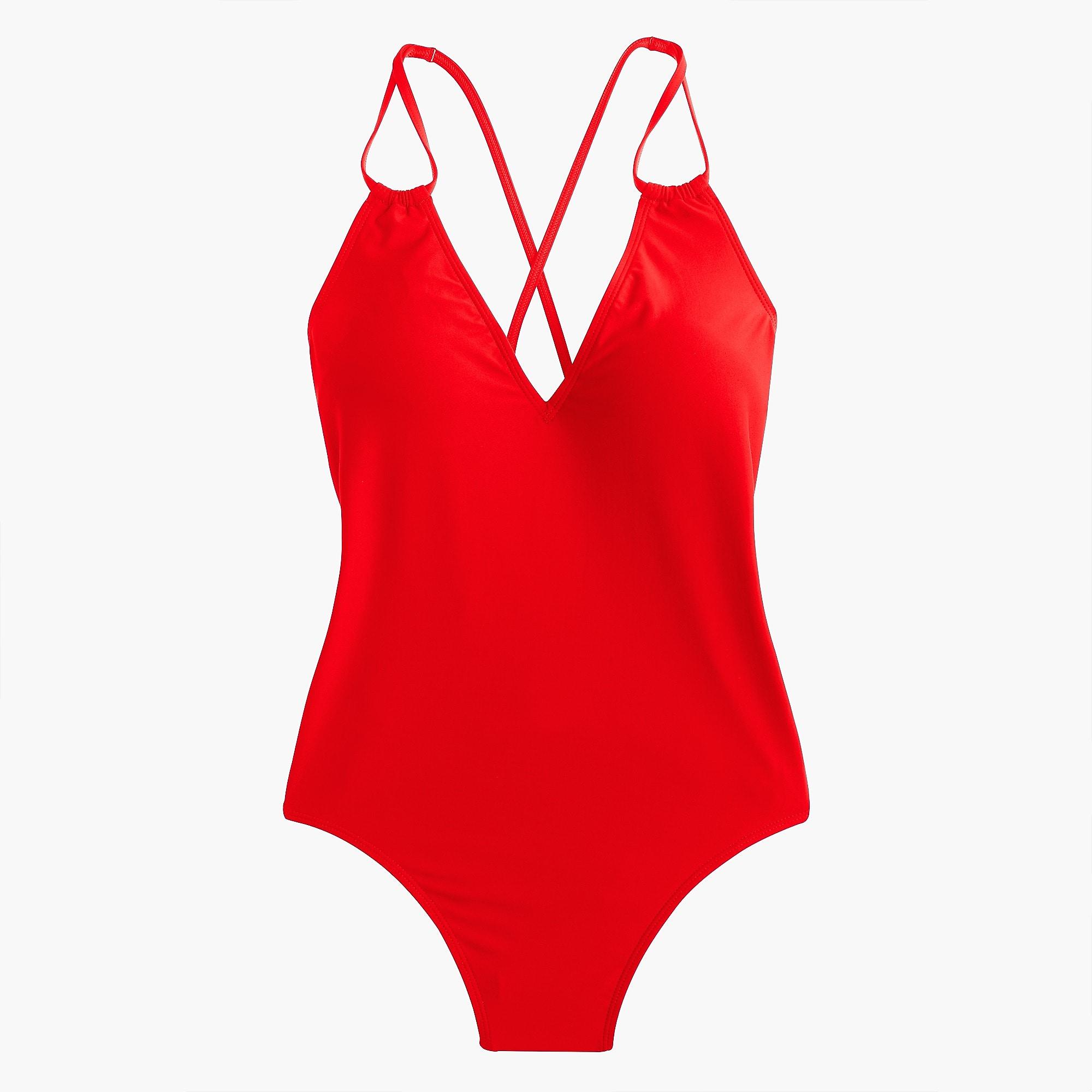 J.Crew Synthetic Superstrappy Vneck Onepiece Swimsuit in Bright