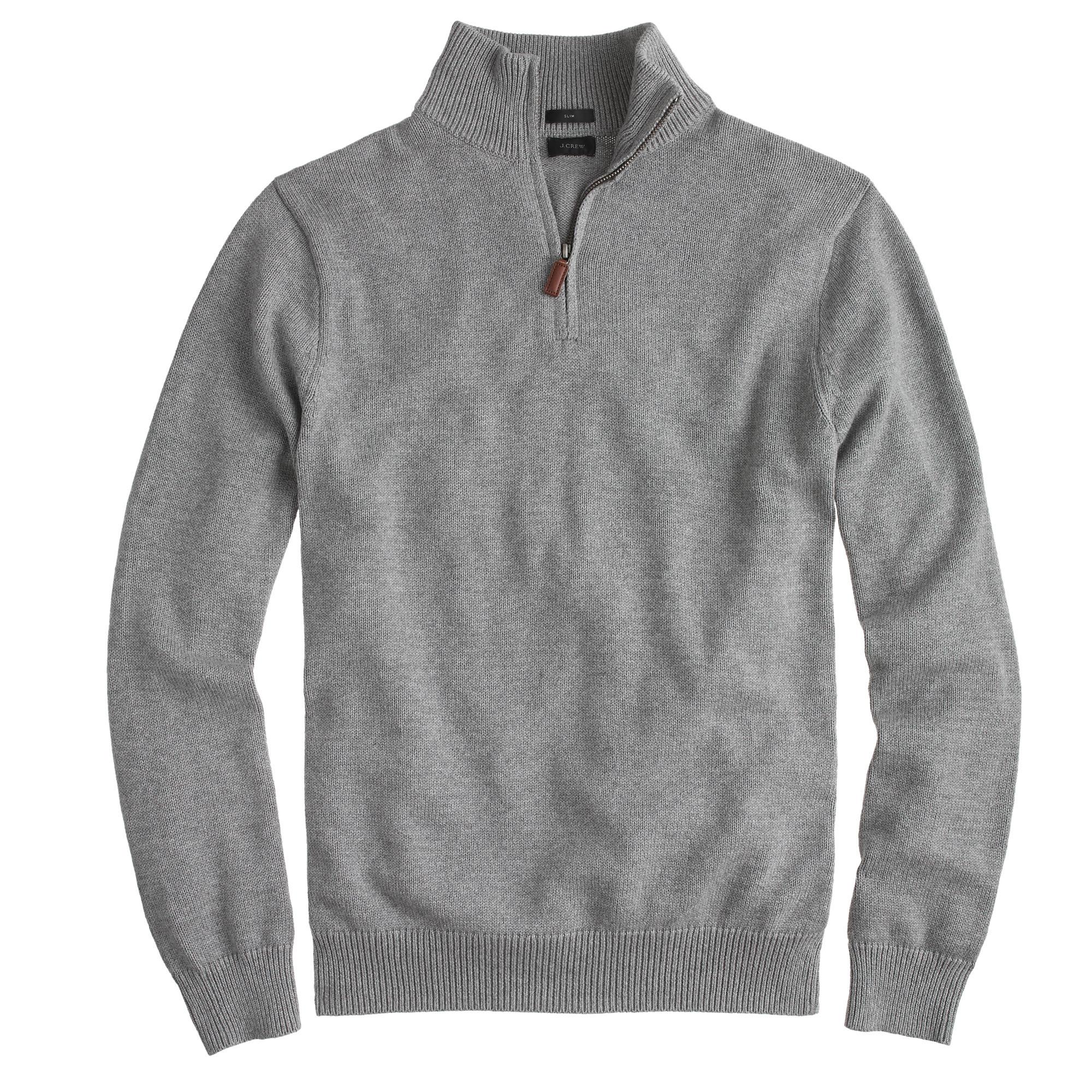 J.crew Slim Cotton-cashmere Half-zip Sweater in Gray for Men | Lyst