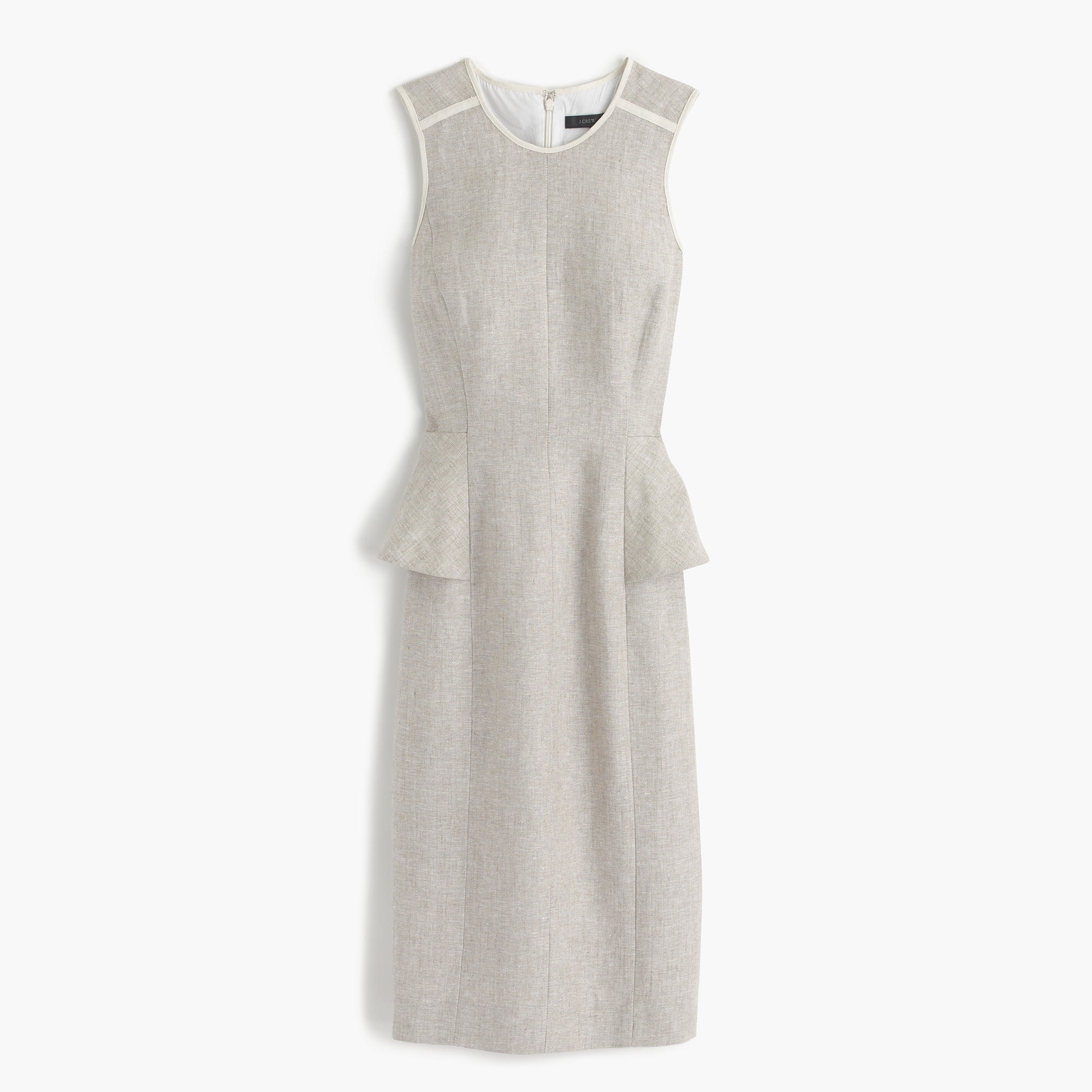 J.crew Linen Peplum Dress in Natural Lyst