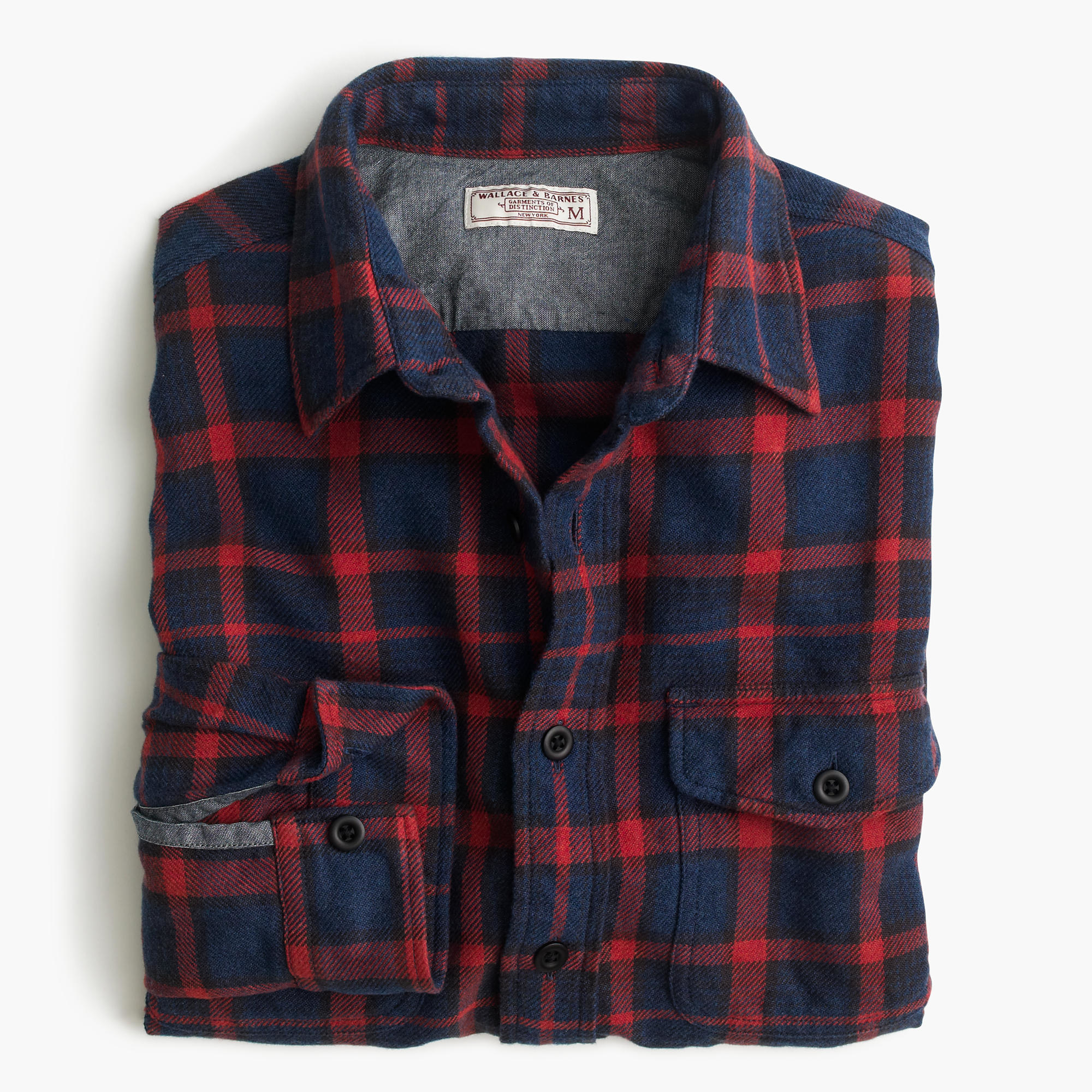 J.crew Wallace & Barnes Flannel Shirt In Navy-and-red Plaid in Blue for ...