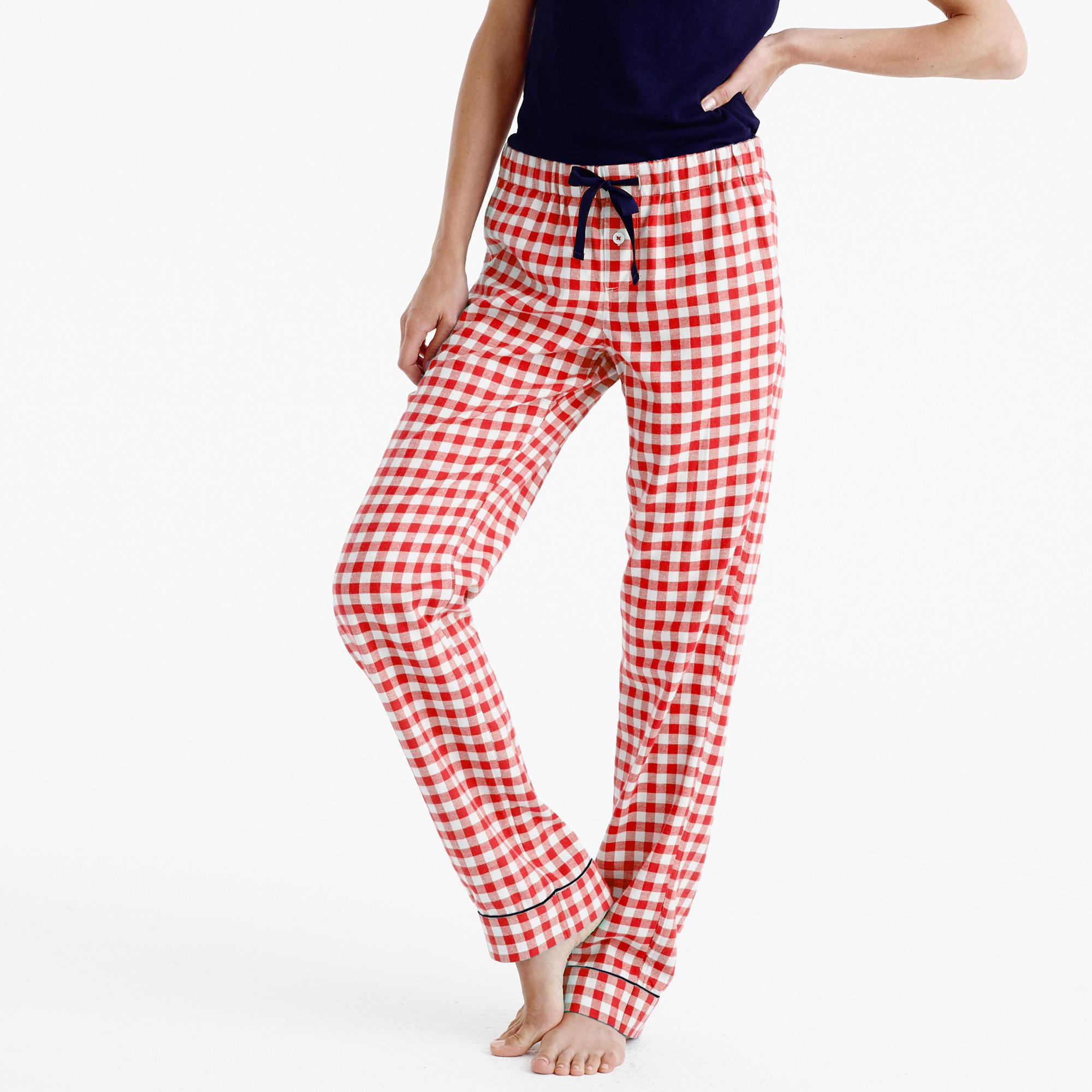 J.crew Tall Gingham Flannel Pajama Pant in Black | Lyst