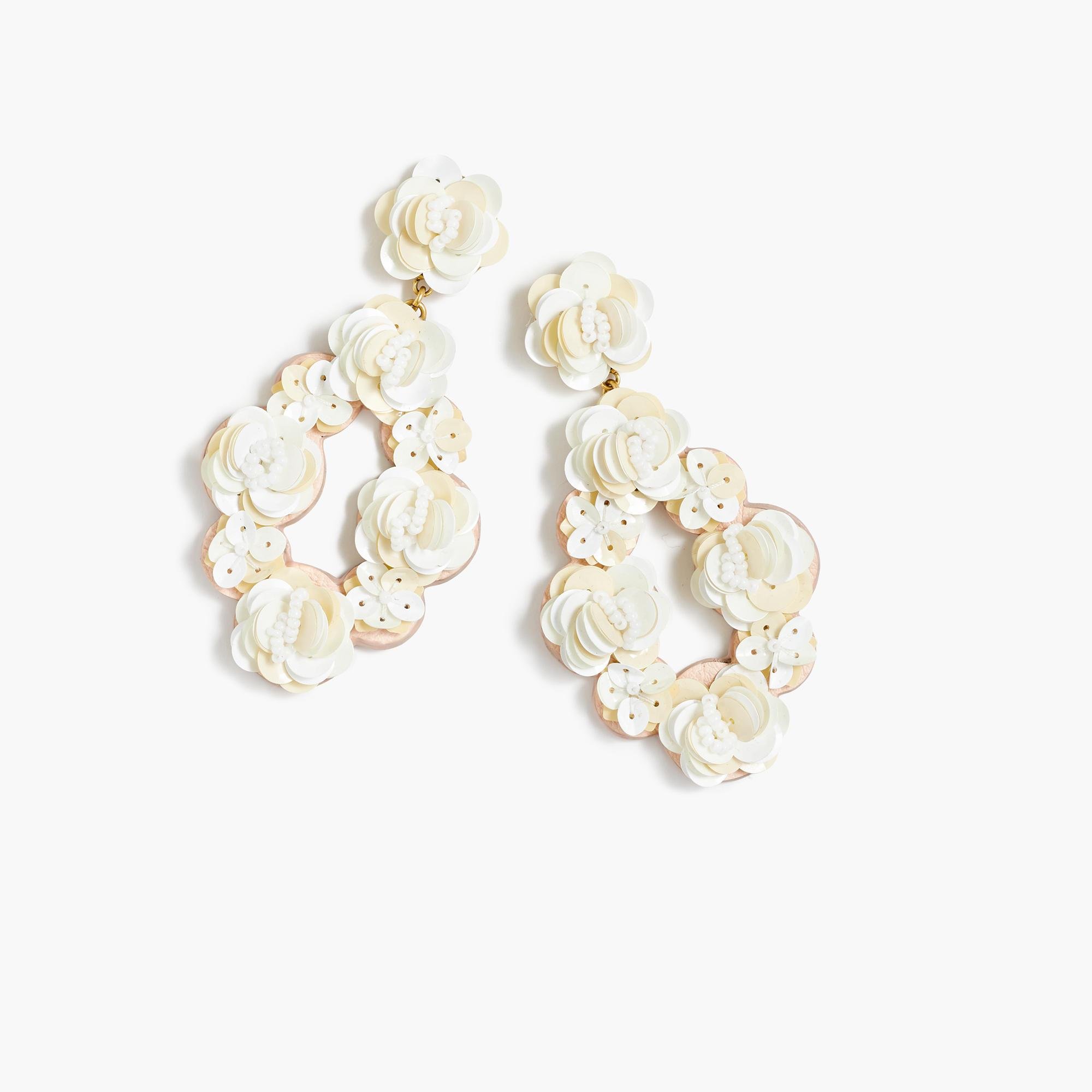 Lyst - J.Crew Leather Embroidered Sequin Earrings in White